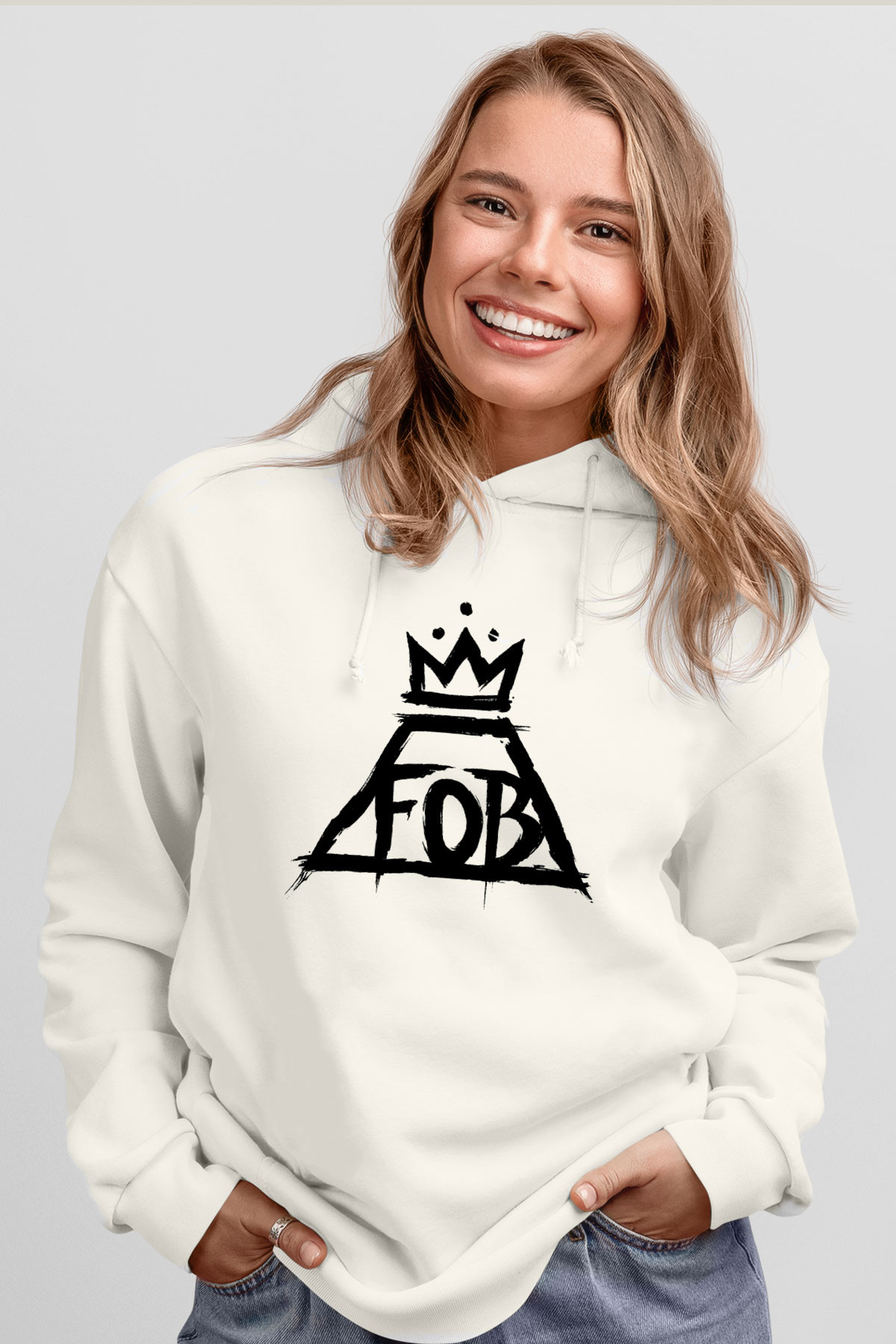 Fall Out Boy Beyaz Unisex Kapşonlu Sweatshirt