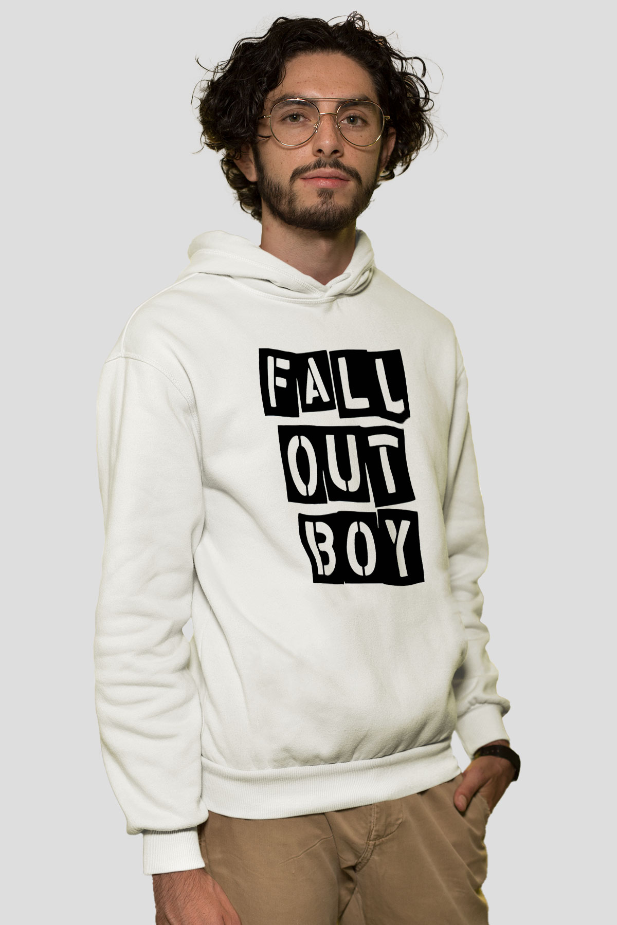 Fall Out Boy Beyaz Unisex Kapşonlu Sweatshirt