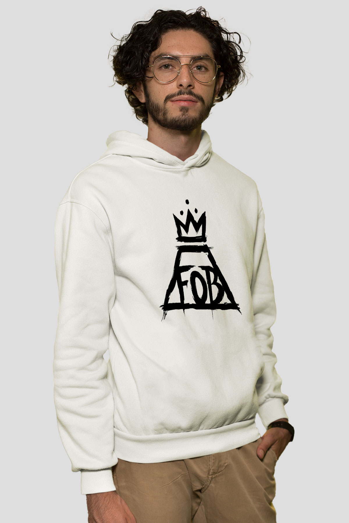 Fall Out Boy Beyaz Unisex Kapşonlu Sweatshirt