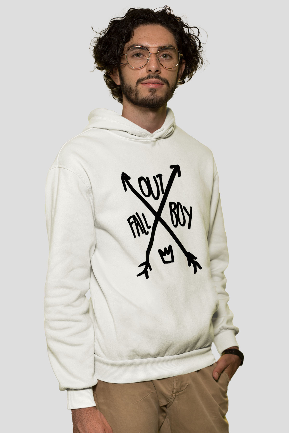 Fall Out Boy Beyaz Unisex Kapüşonlu Sweatshirt