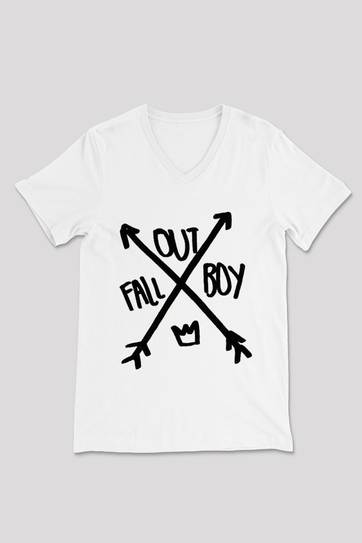 Fall Out Boy Beyaz Unisex V Yaka Tişört