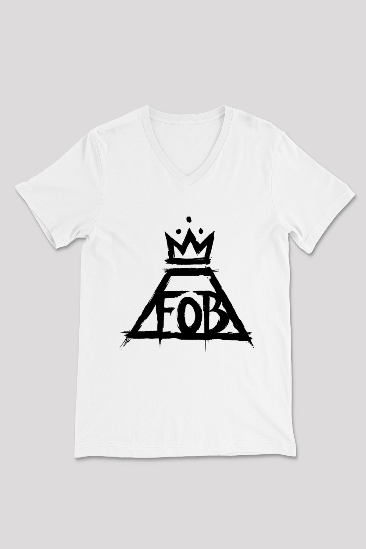 Fall Out Boy Beyaz Unisex V Yaka Tişört T-Shirt