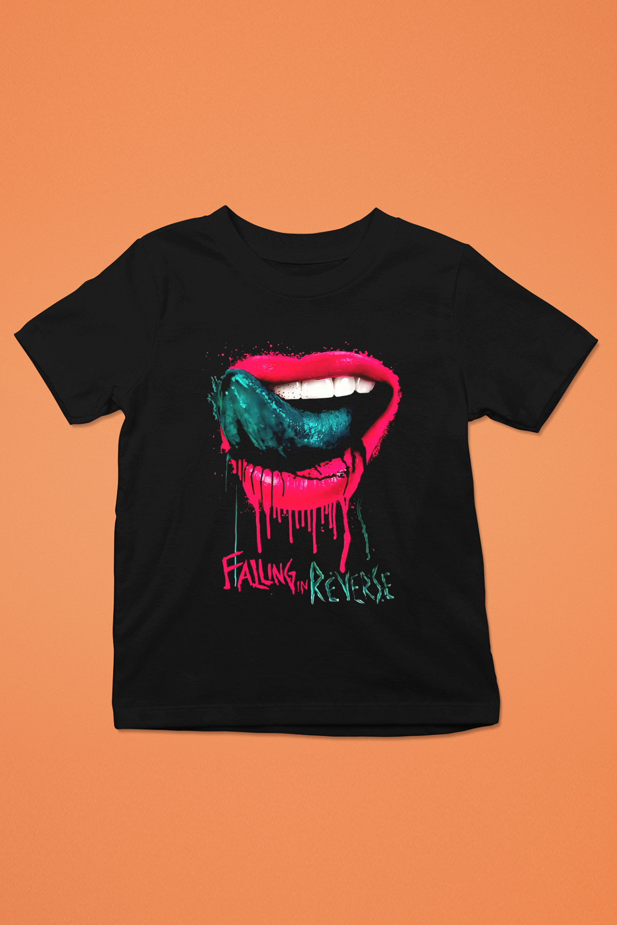 Falling In Reverse Baskılı Siyah Unisex Çocuk Tişört