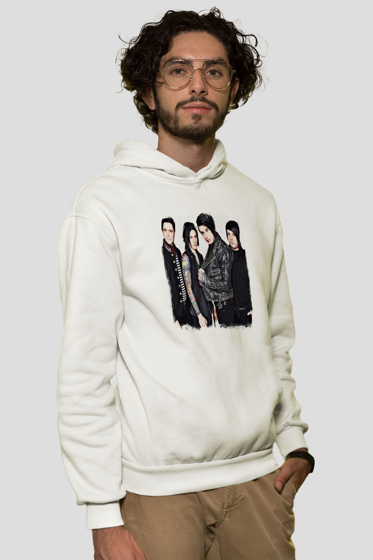 Falling In Reverse Baskılı Unisex Beyaz Hoodie