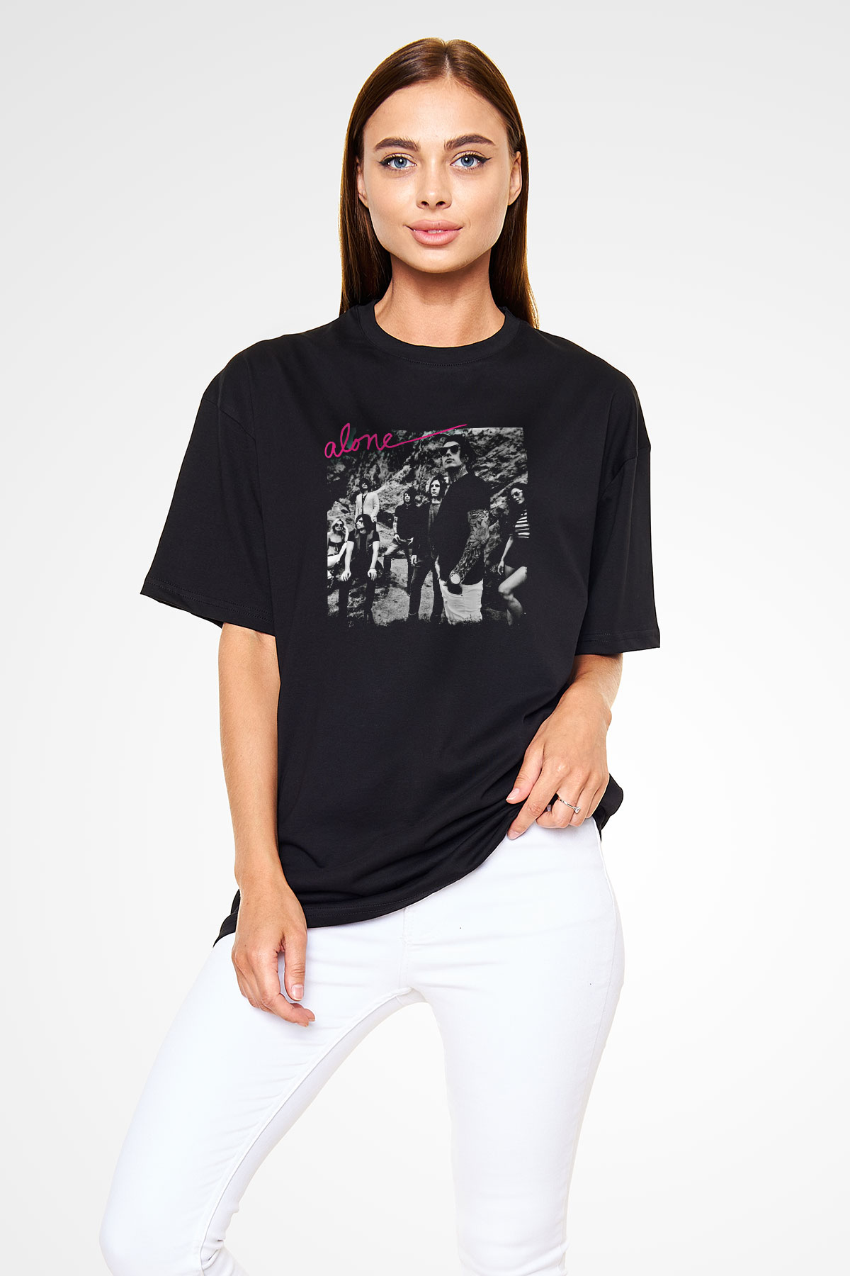 Falling In Reverse Baskılı Unisex Siyah Oversize Tişört