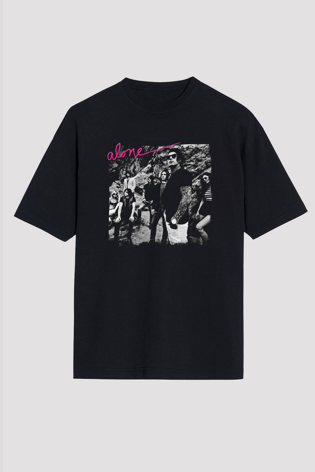 Falling In Reverse Baskılı Unisex Siyah Oversize Tişört