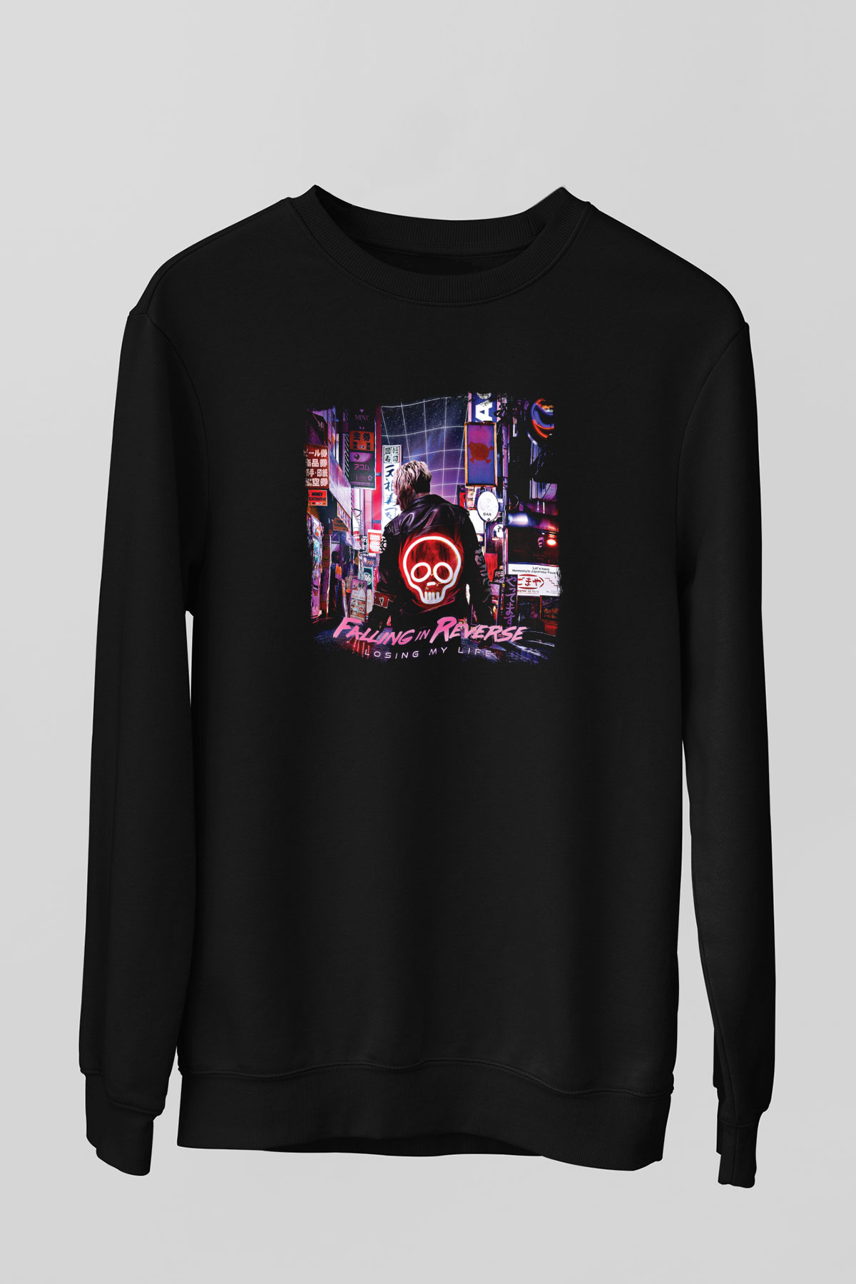 Falling In Reverse Baskılı Unisex Siyah Sweatshirt