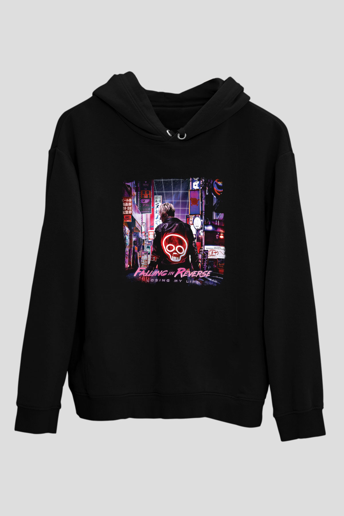 Falling In Reverse Baskılı Unisex Siyah Hoodie
