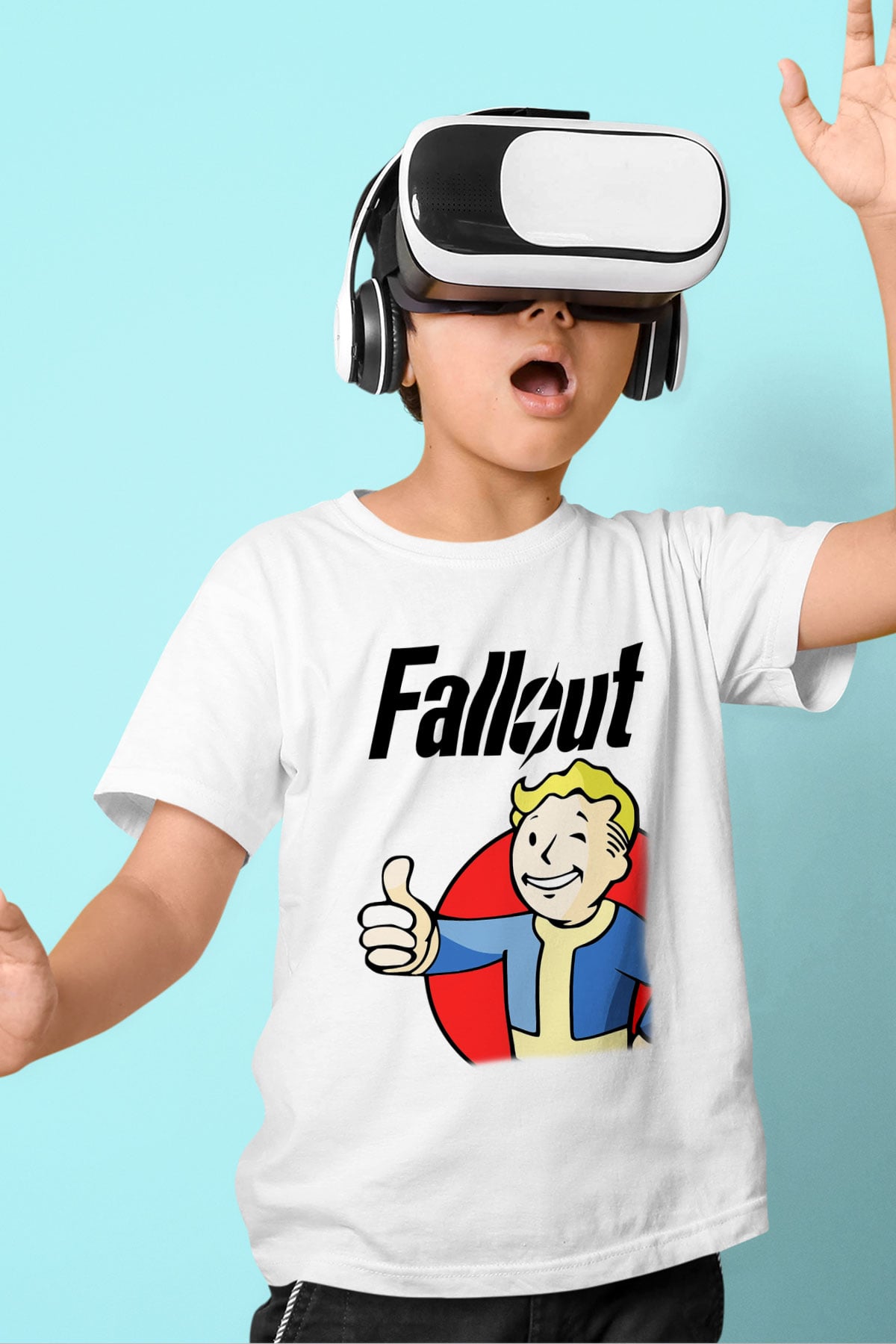 Fallout Baskılı Beyaz Unisex Çocuk Tişört