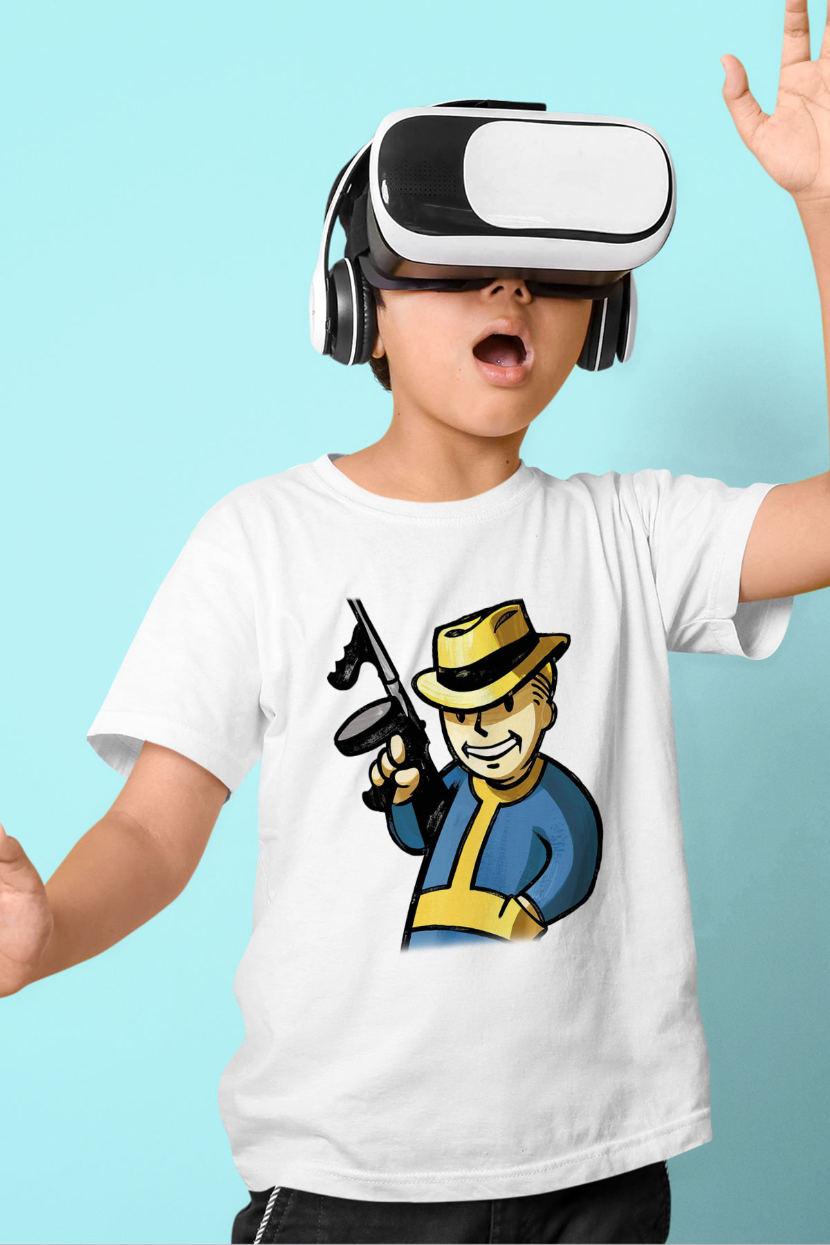 Fallout Baskılı Beyaz Unisex Çocuk Tişört