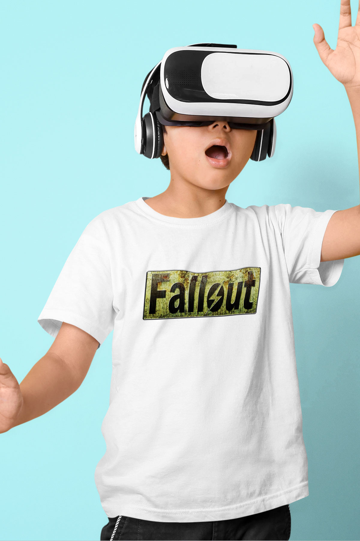 Fallout Baskılı Beyaz Unisex Çocuk Tişört