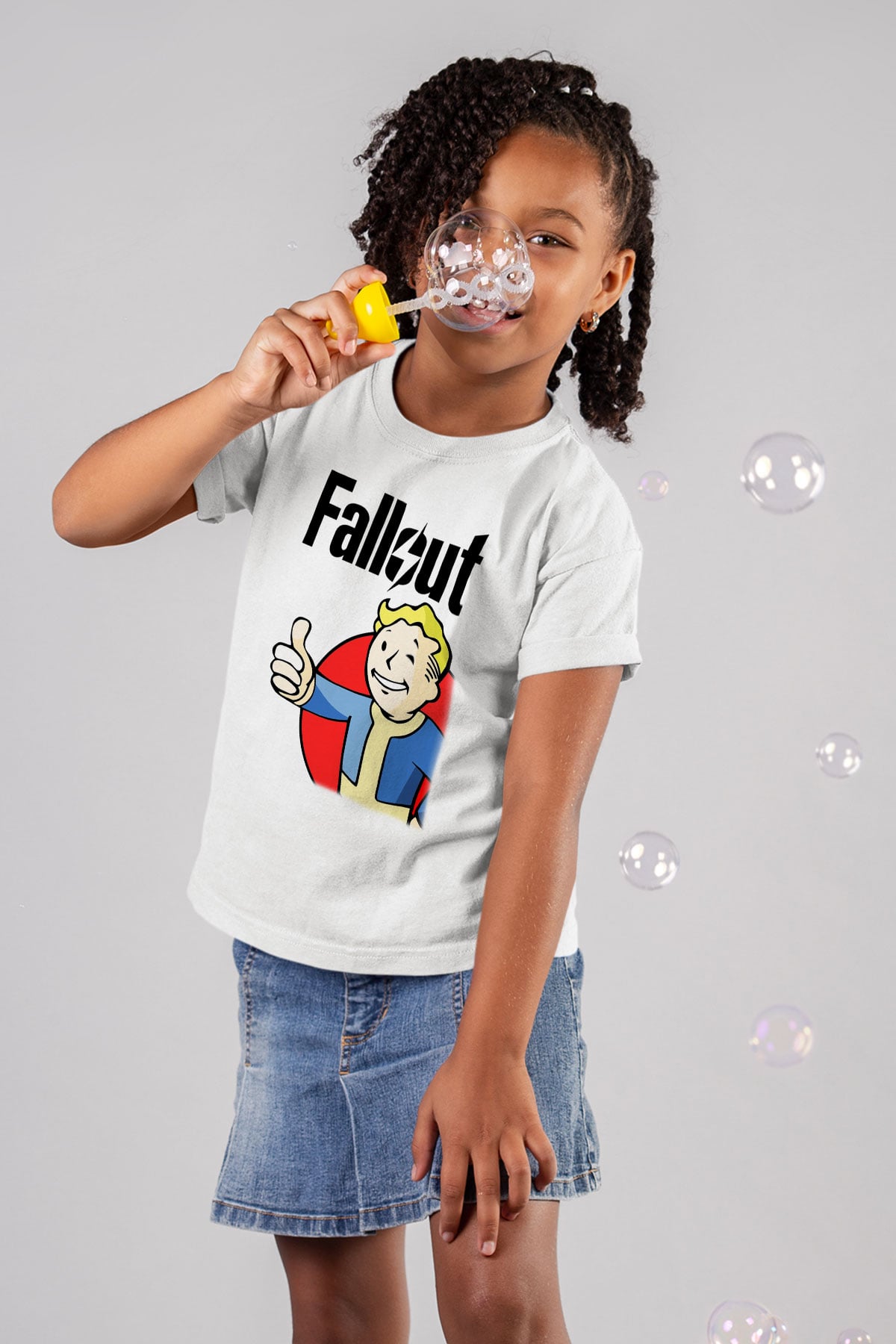 Fallout Baskılı Beyaz Unisex Çocuk Tişört