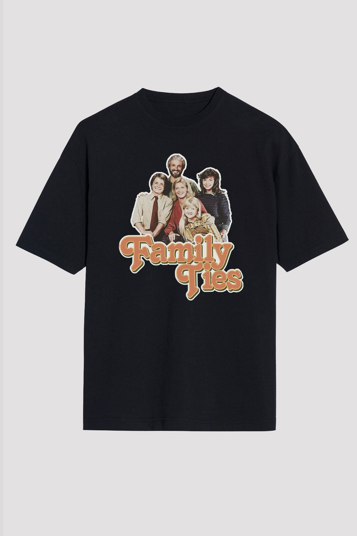 Family Ties Siyah Oversize Tişört