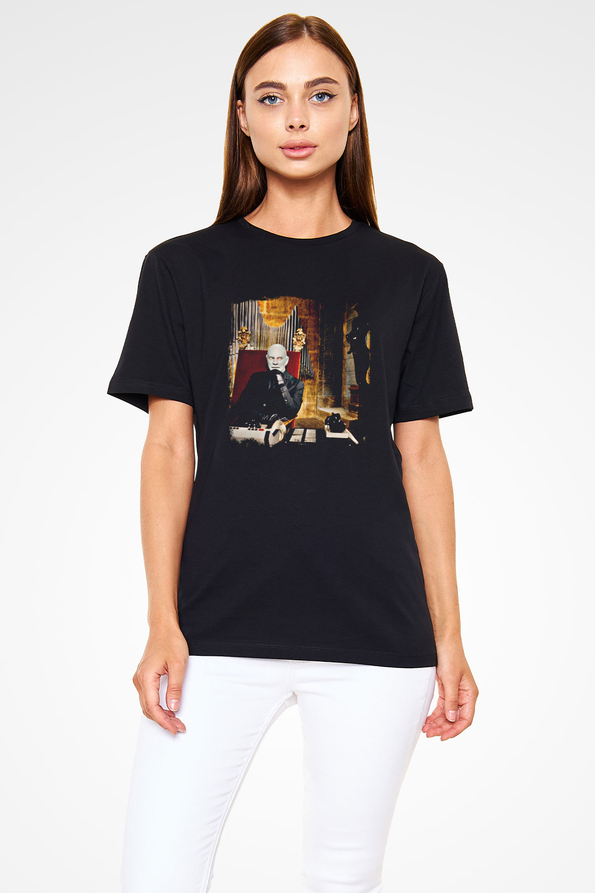 Fantomas Baskılı Unisex Siyah Tişört