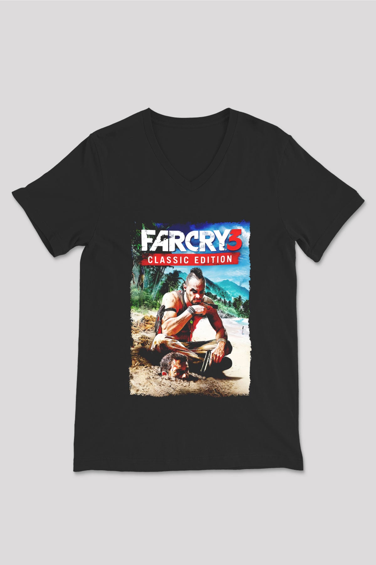 Far Cry Siyah Unisex V Yaka Tişört