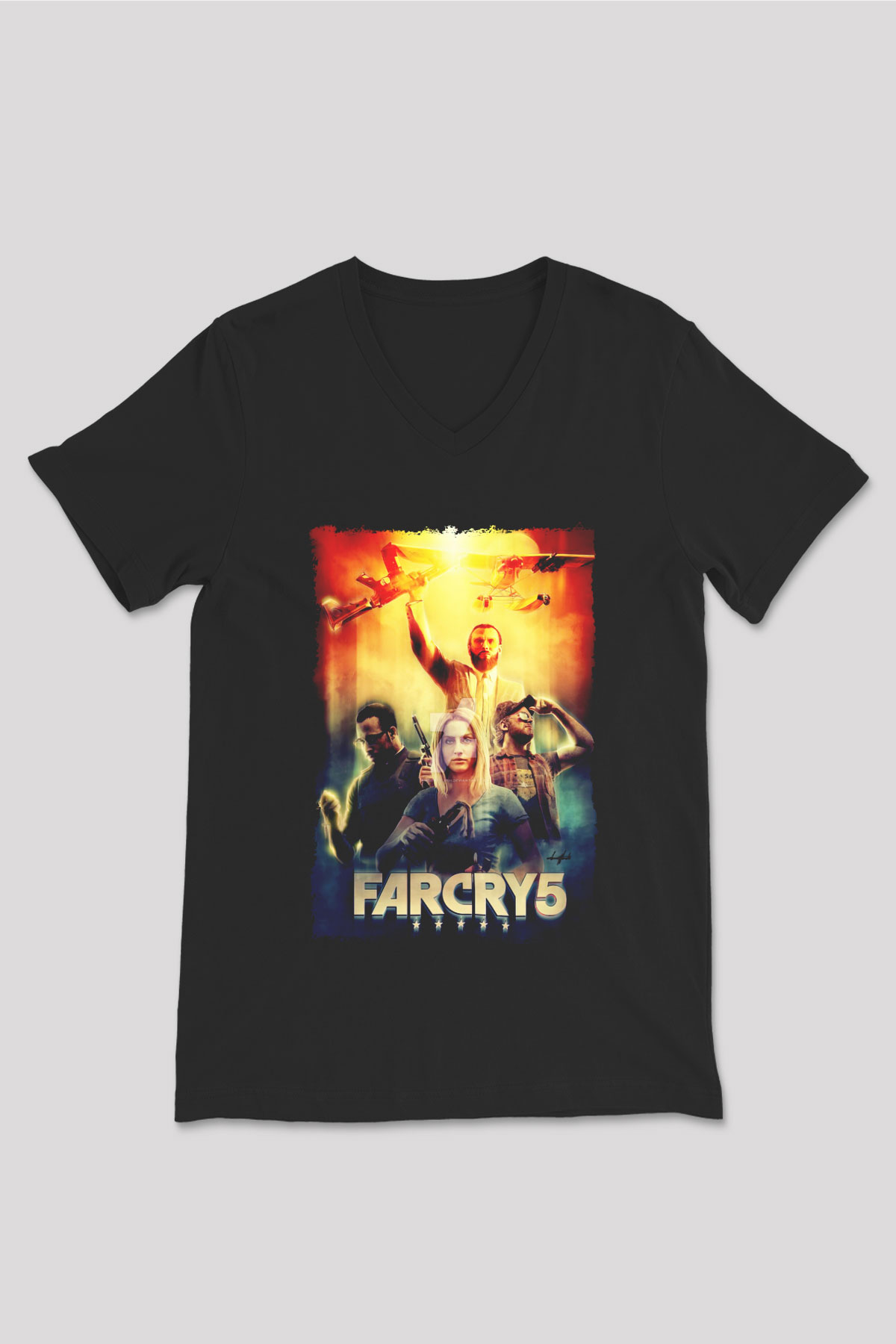 Far Cry Siyah Unisex V Yaka Tişört