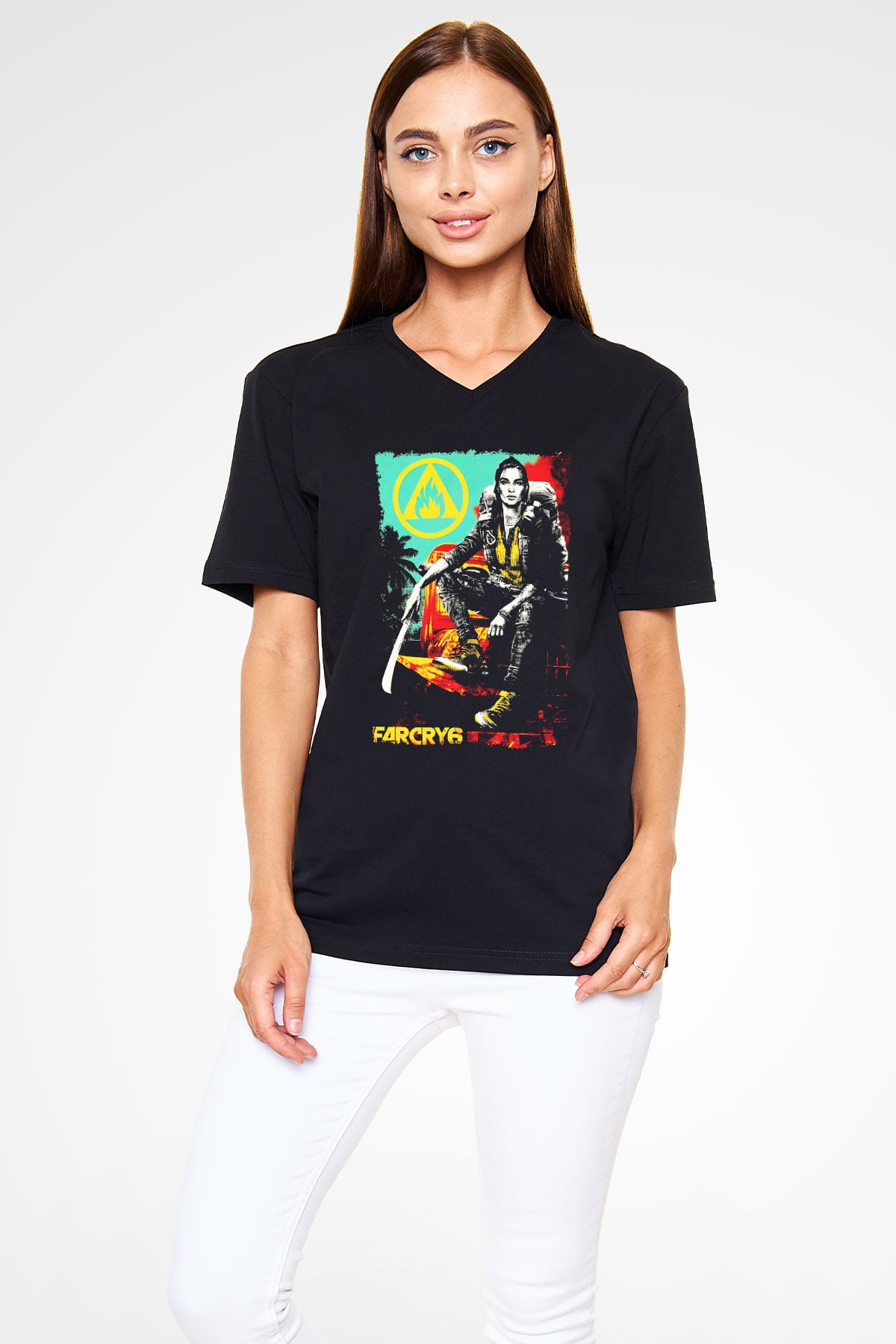 Far Cry Siyah Unisex V Yaka Tişört