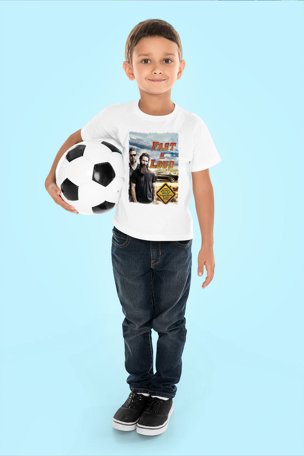 Fast N Loud Beyaz Unisex Çocuk Tişört