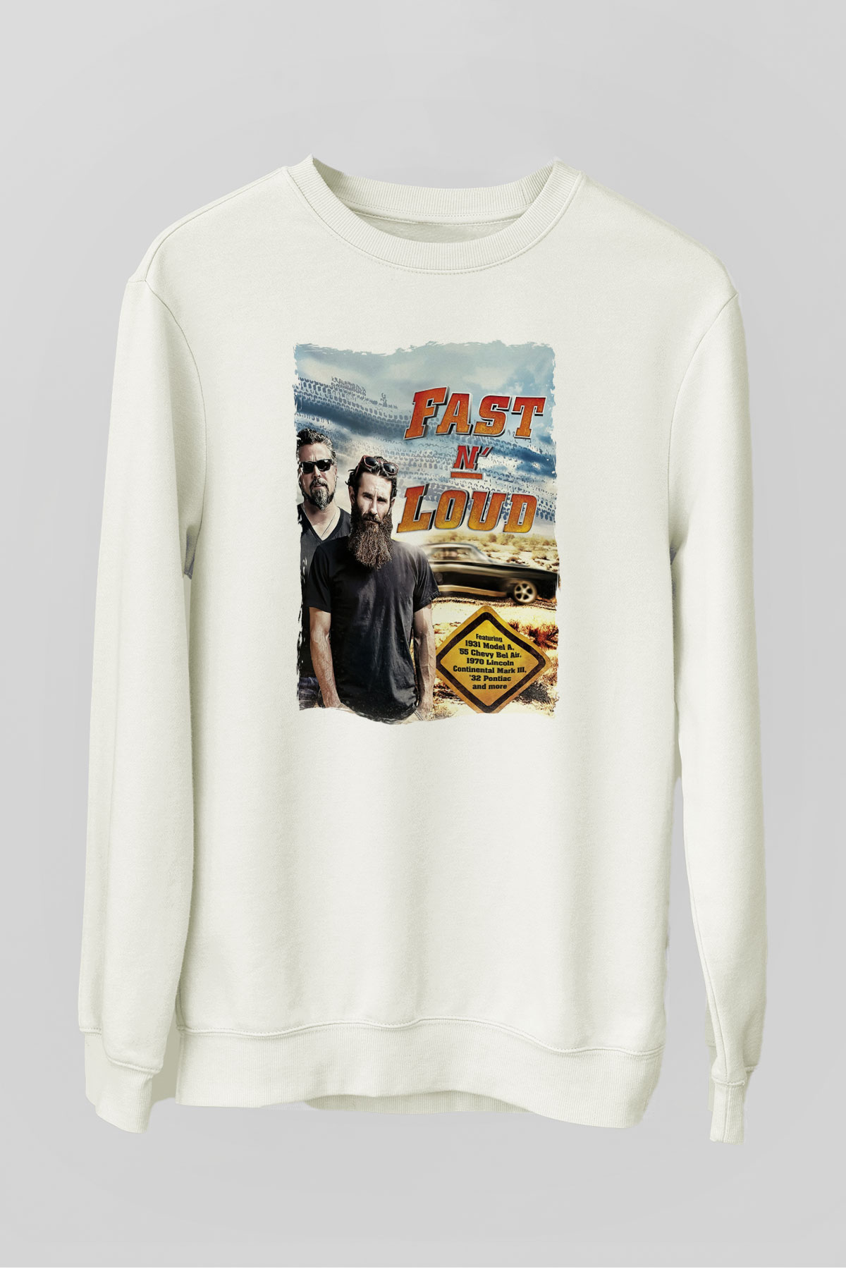 Fast N Loud Beyaz Unisex Sweatshirt