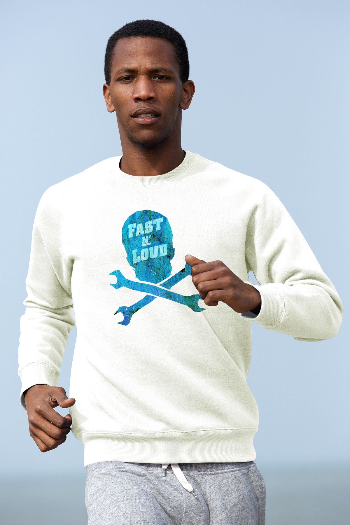Fast N Loud Beyaz Unisex Sweatshirt