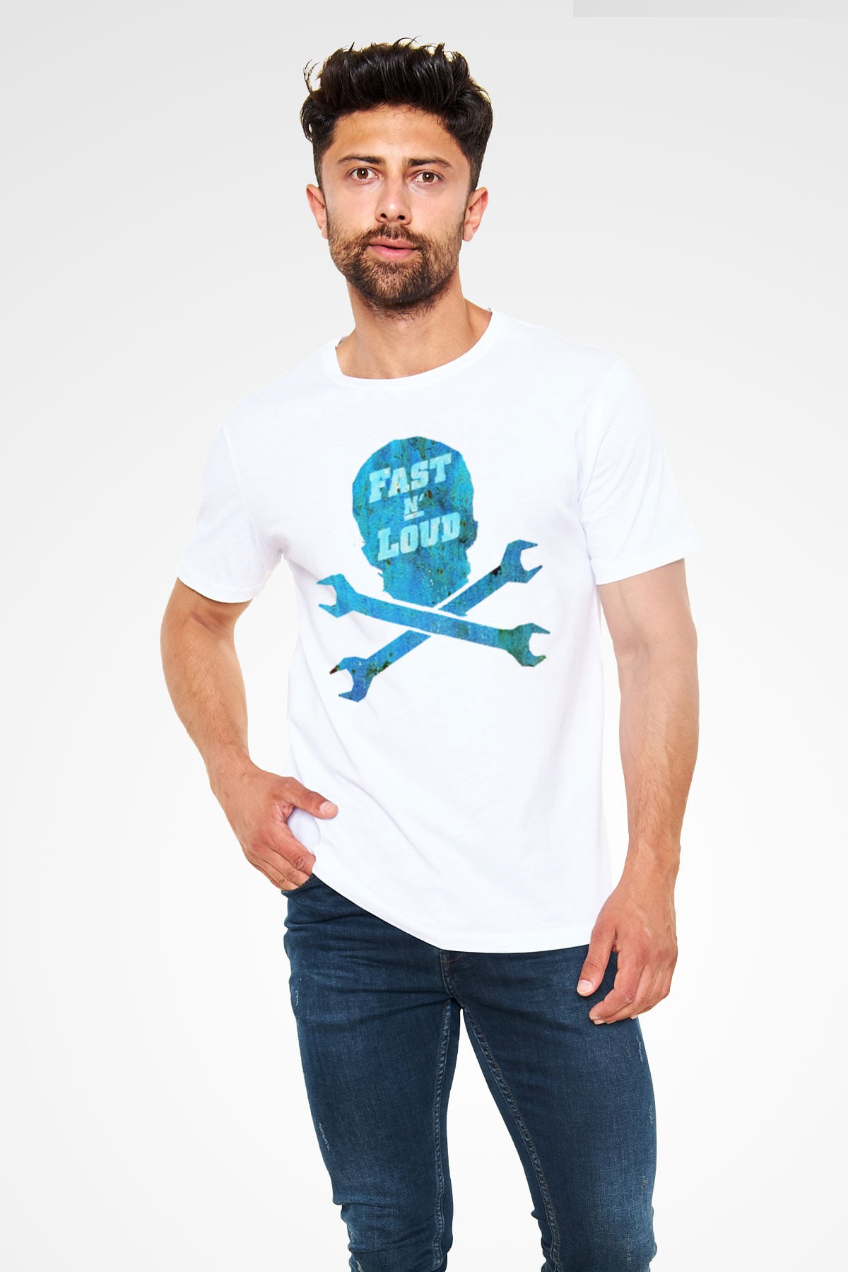 Fast N Loud Beyaz Unisex Tişört T-Shirt