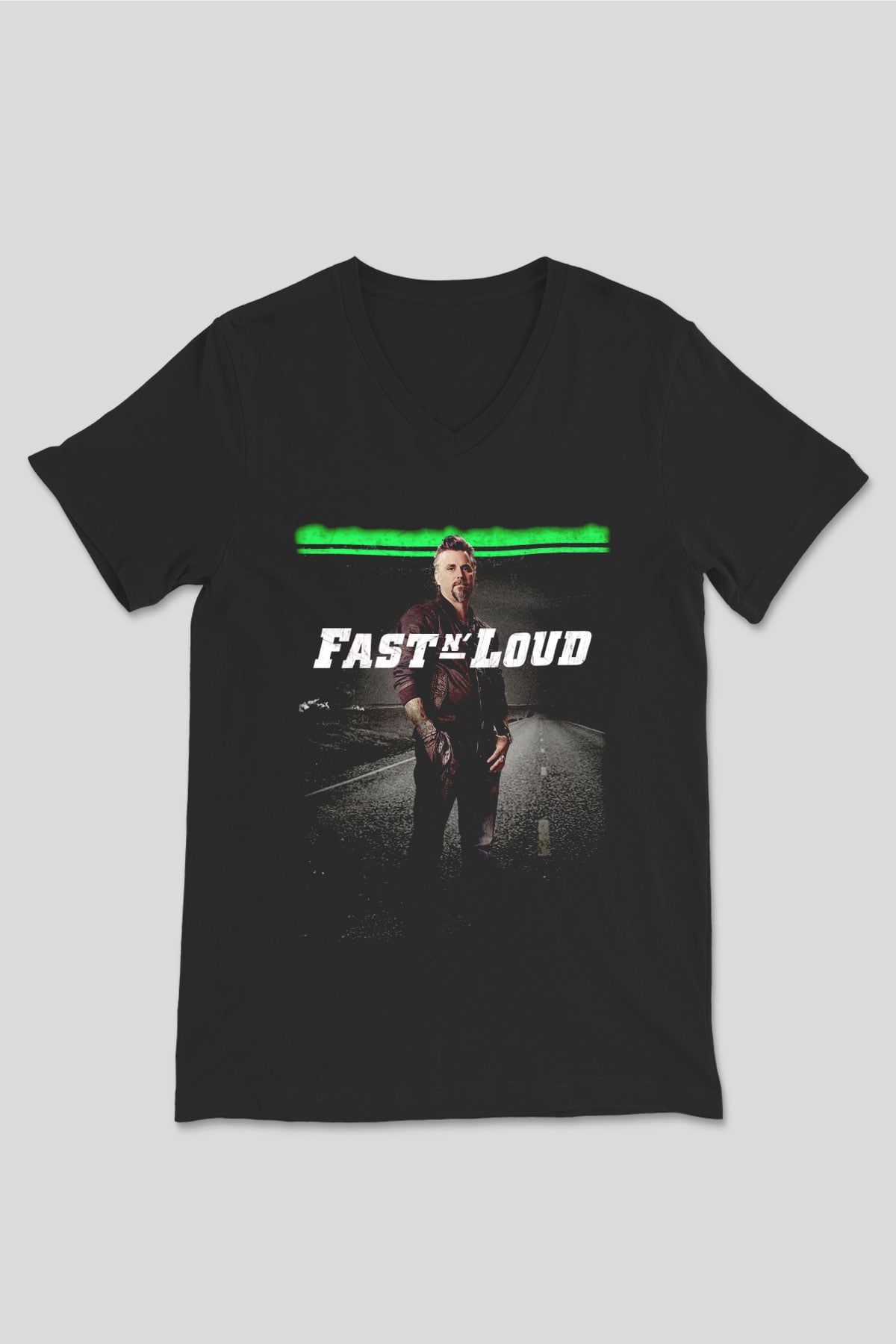 Fast N Loud Siyah Unisex V Yaka Tişört