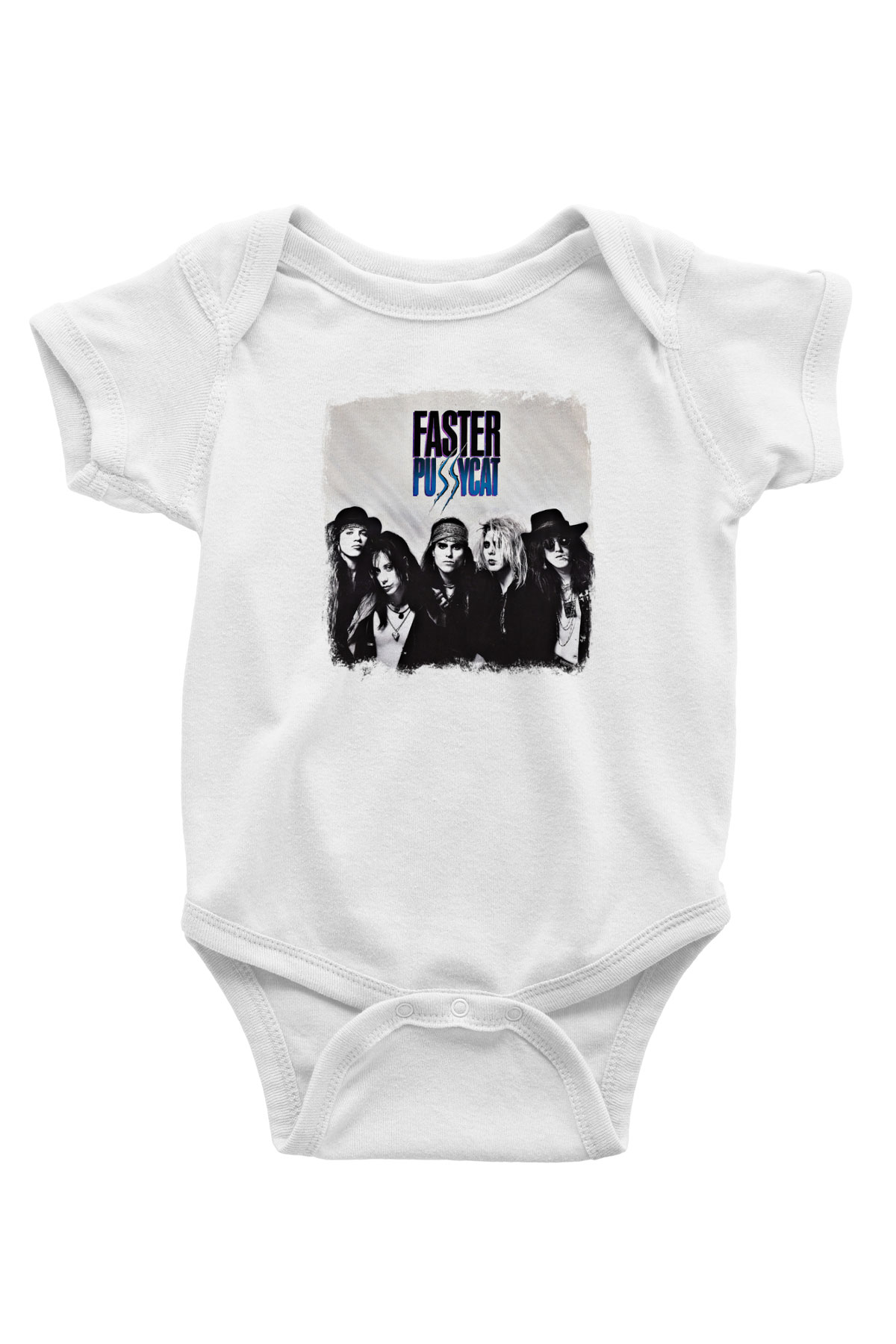 Faster Pussycat Baskılı Unisex Beyaz Bebek Body - Zıbın