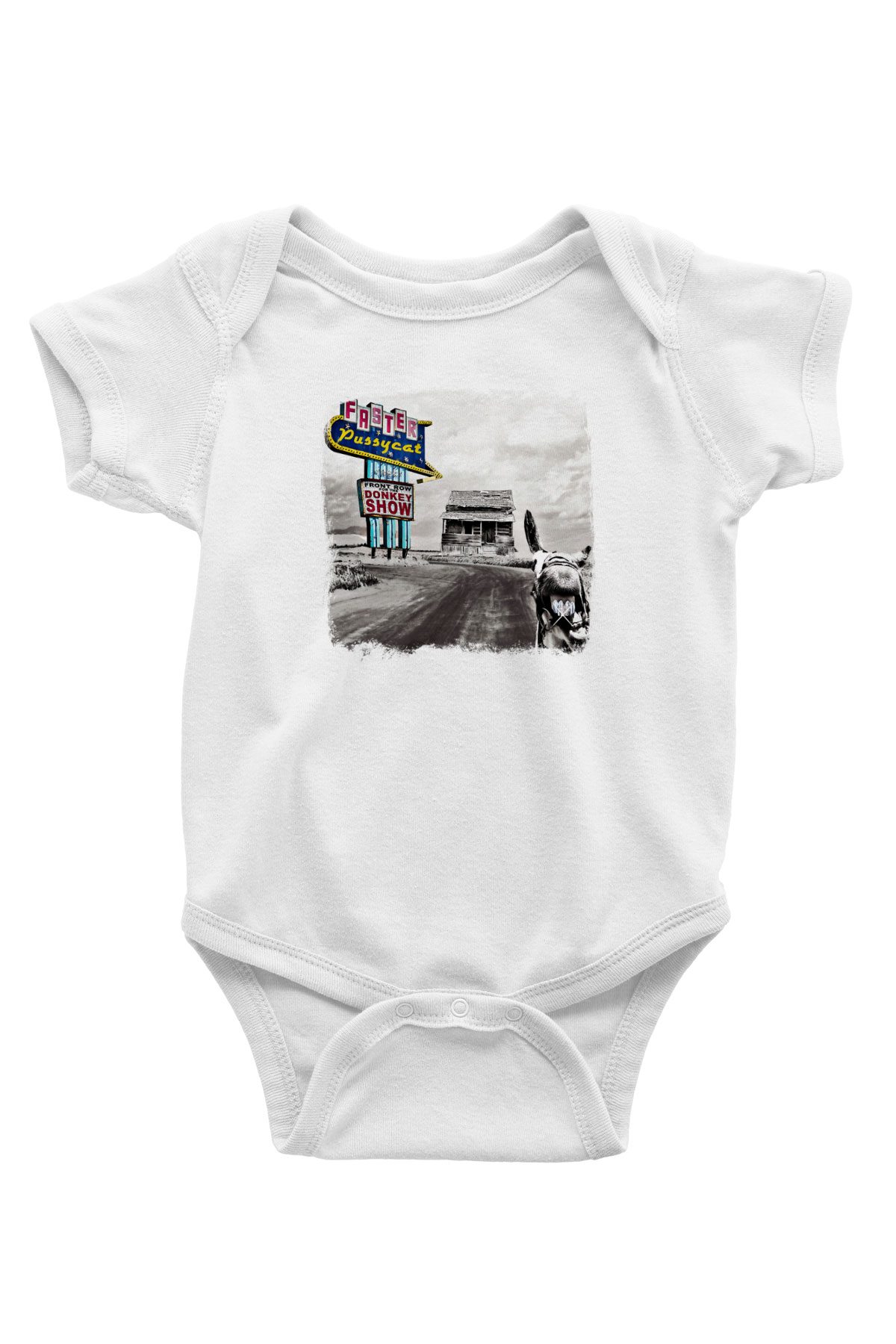 Faster Pussycat Baskılı Unisex Beyaz Bebek Body - Zıbın