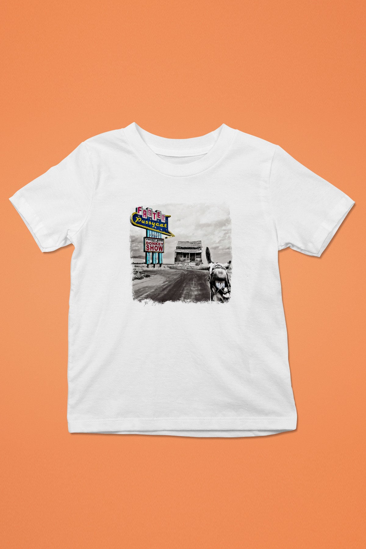 Faster Pussycat Baskılı Unisex Beyaz Çocuk Tişört
