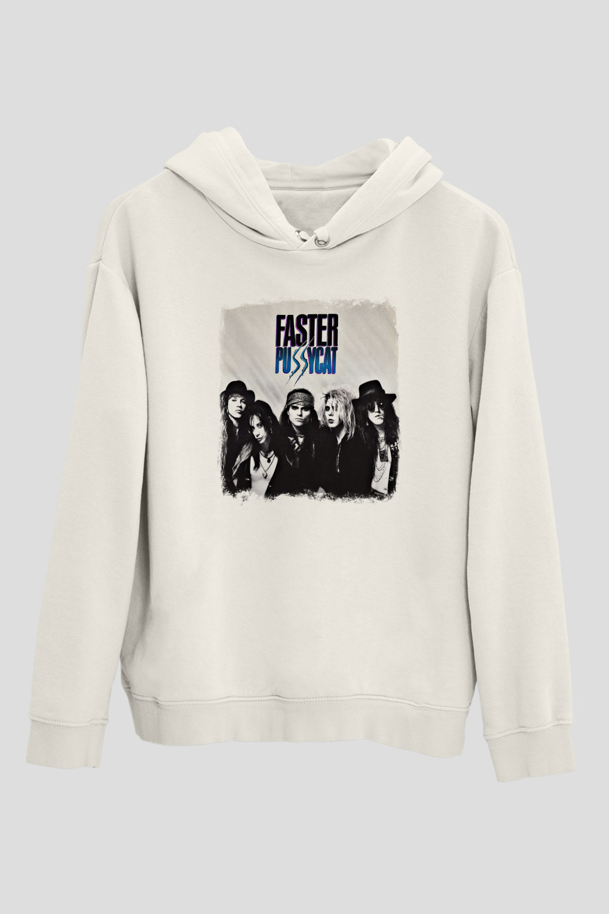 Faster Pussycat Baskılı Unisex Beyaz Hoodie