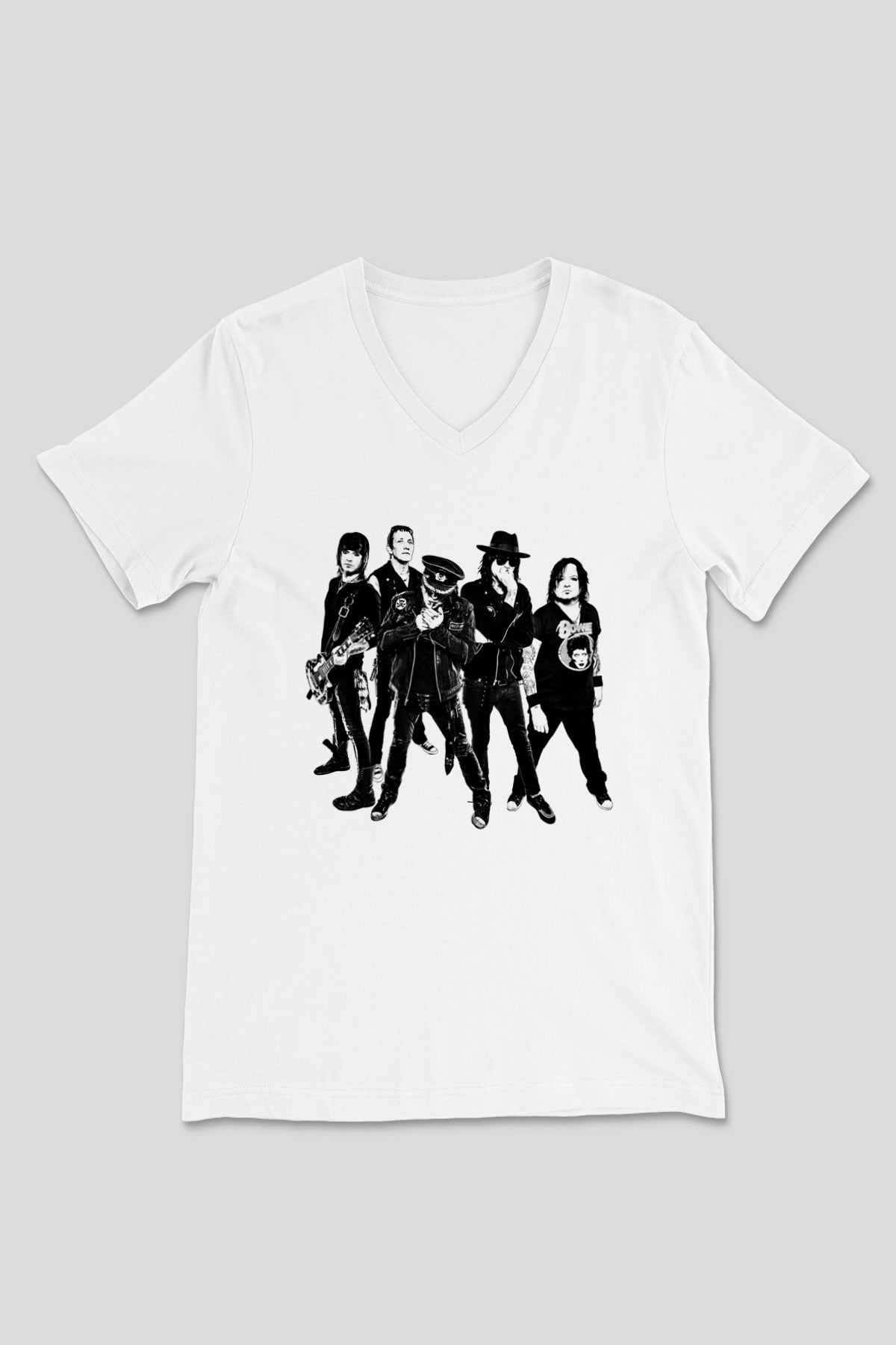 Faster Pussycat Baskılı Unisex Beyaz V Yaka Tişört