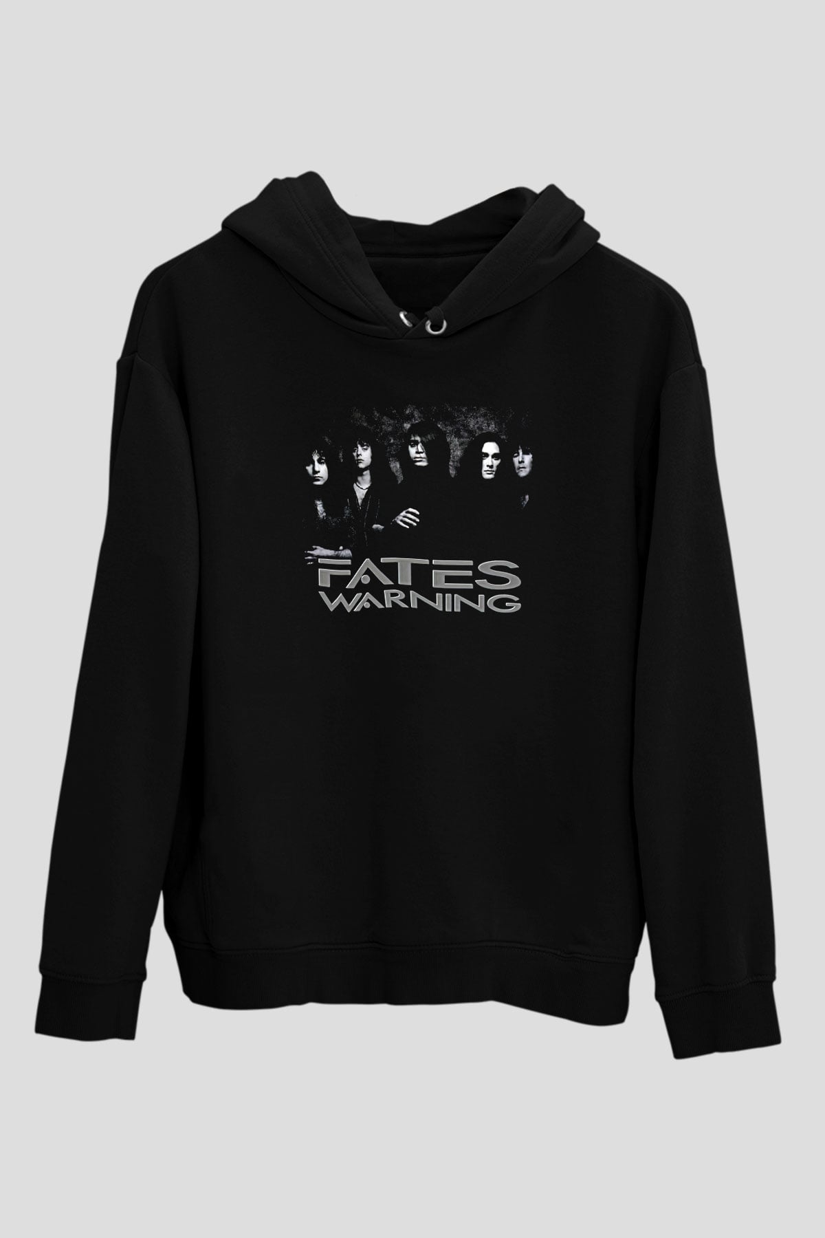 Fates Warning Baskılı Unisex Siyah Kapüşonlu Sweatshirt