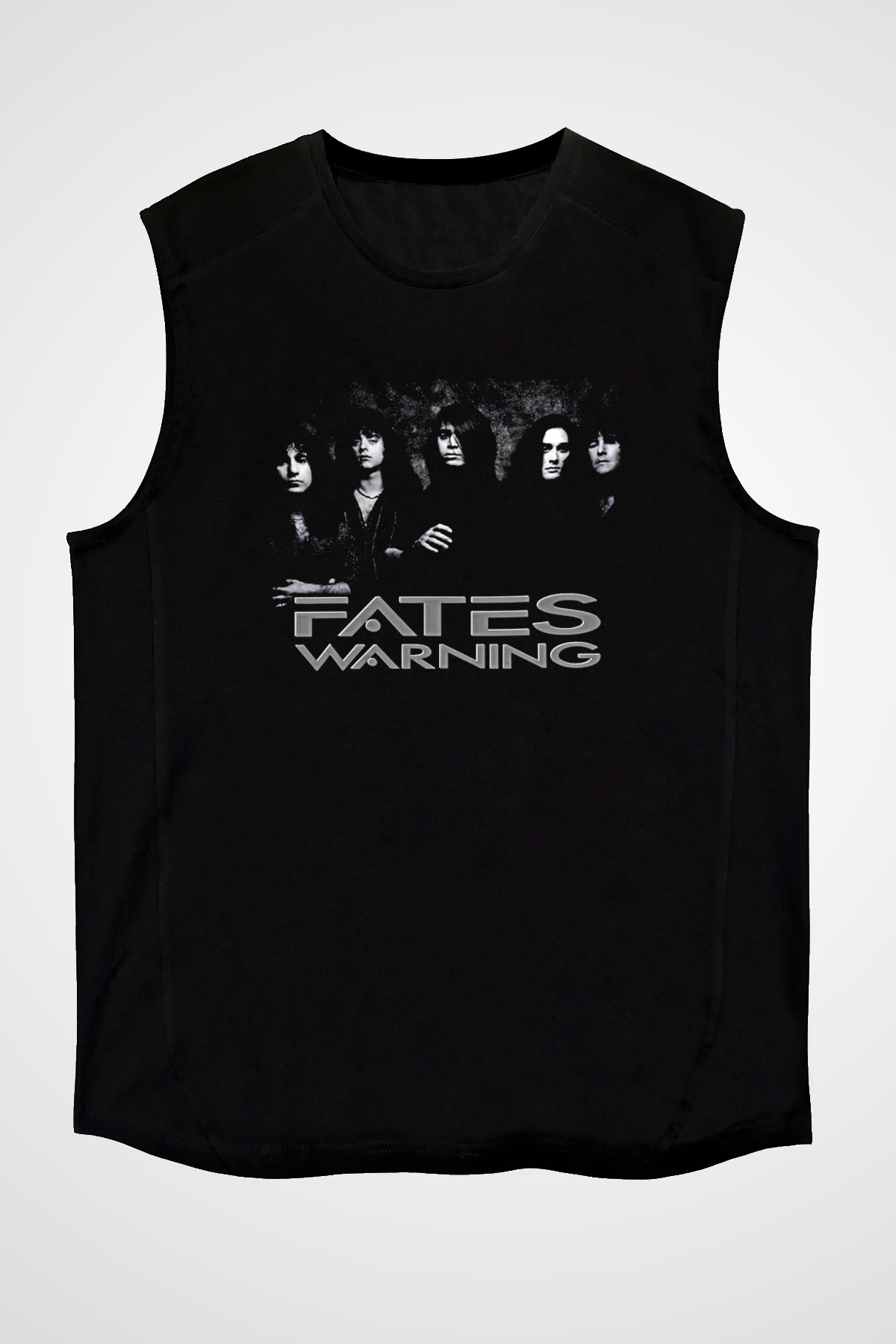 Fates Warning Baskılı Unisex Siyah Kolsuz Tişört - Tshirt