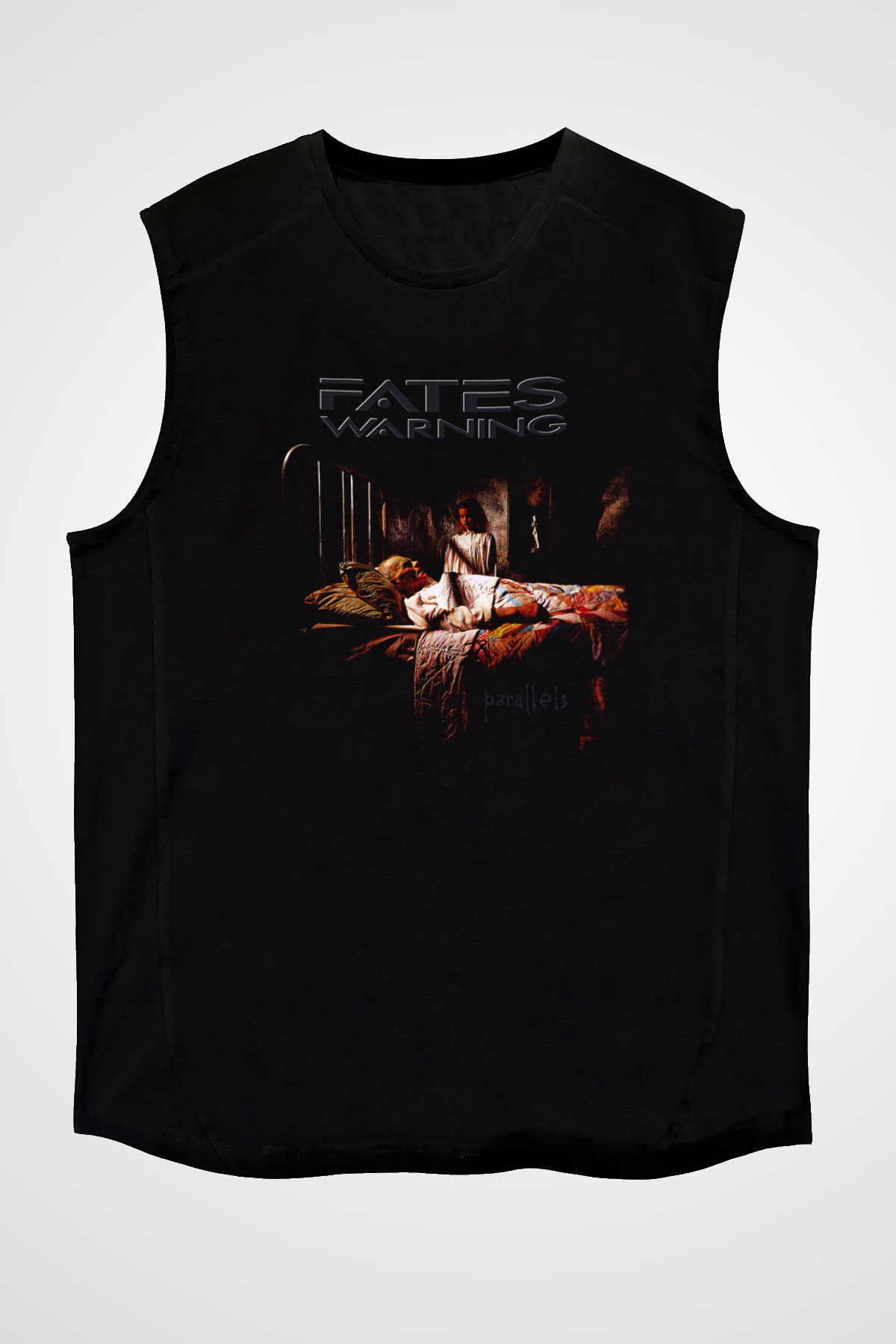 Fates Warning Baskılı Unisex Siyah Kolsuz Tişört - Tshirt