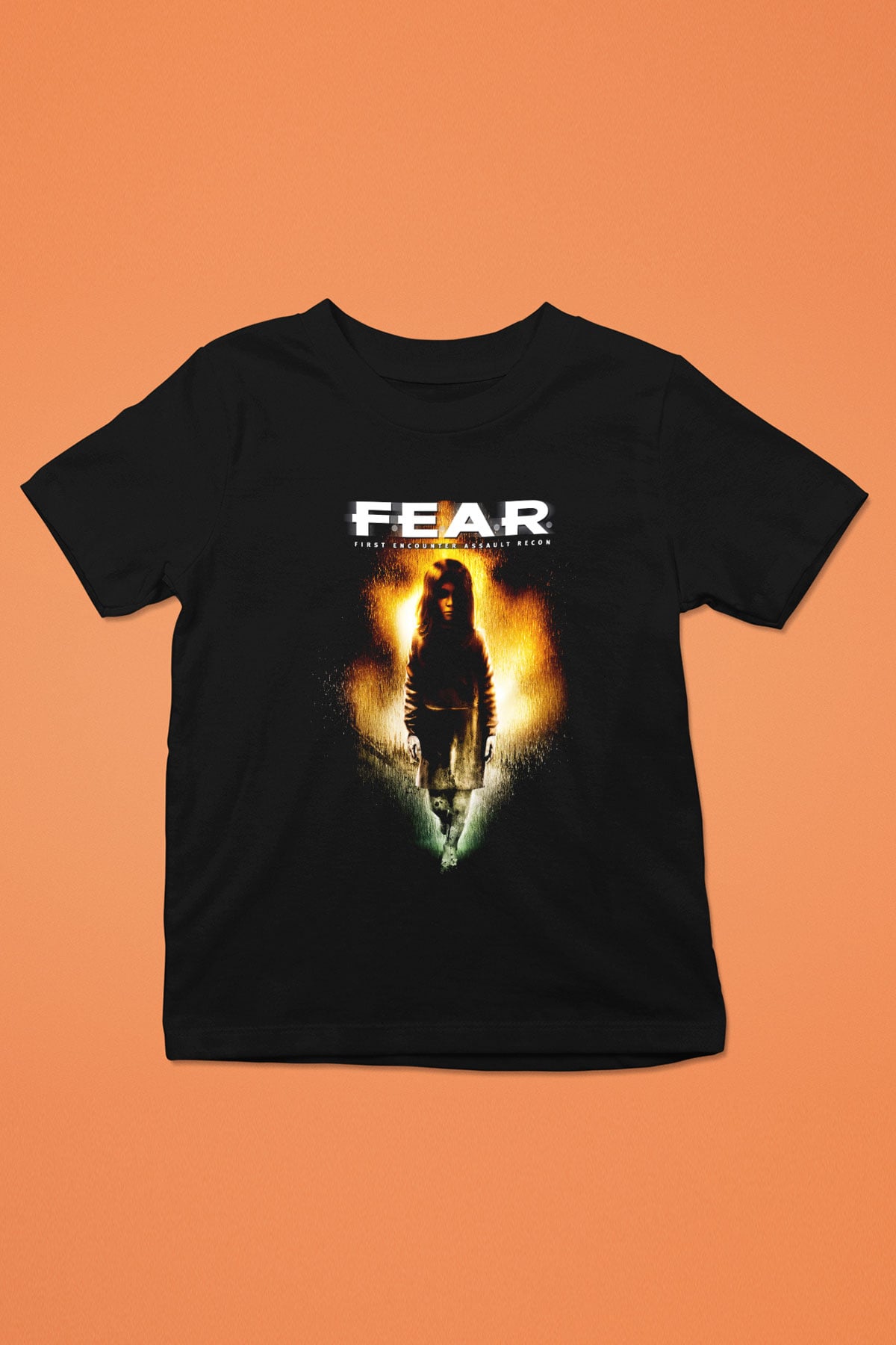Fear Baskılı Siyah Unisex Çocuk Tişört
