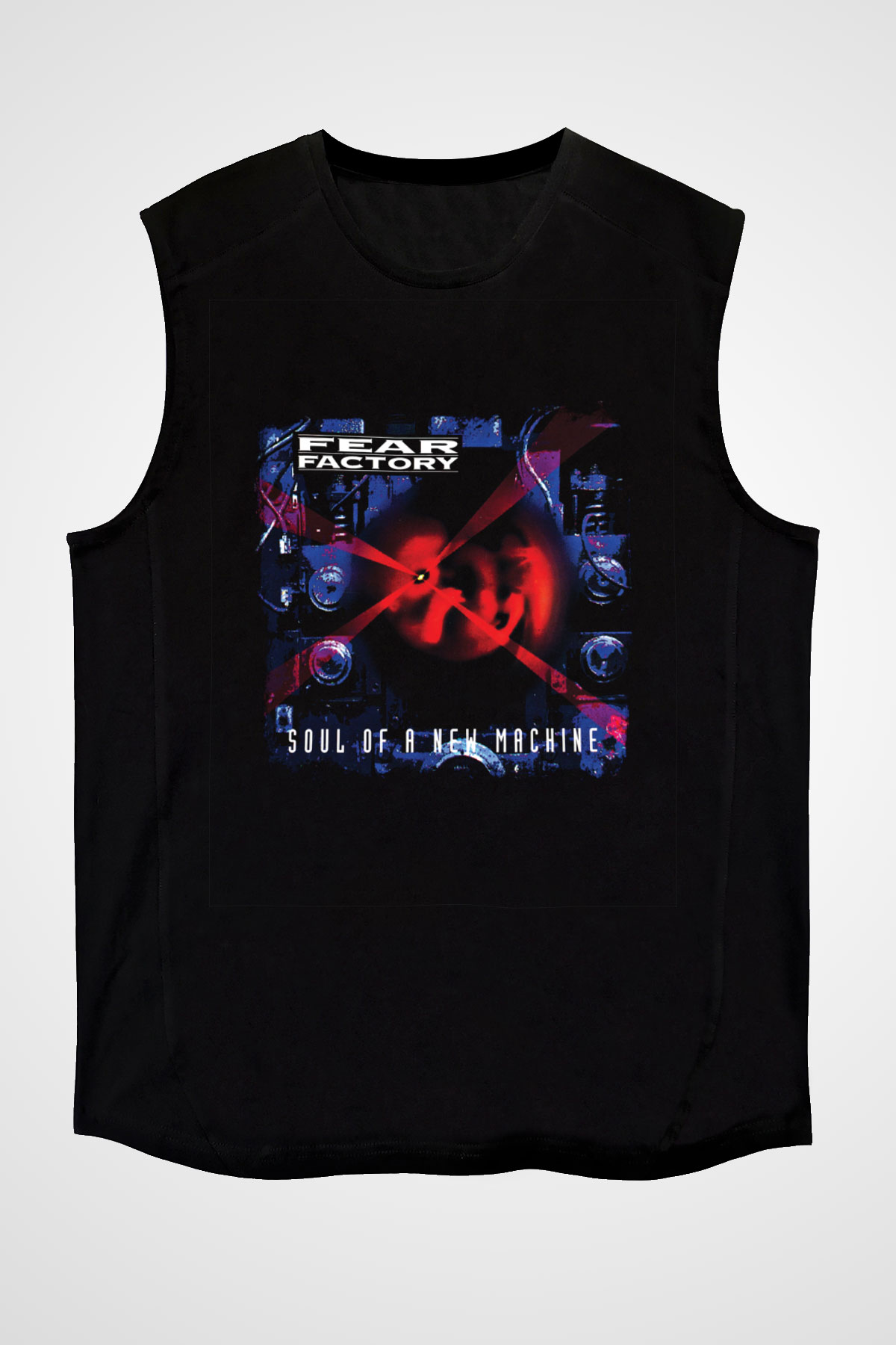 Fear Factory Baskılı Unisex Siyah Kolsuz Tişört