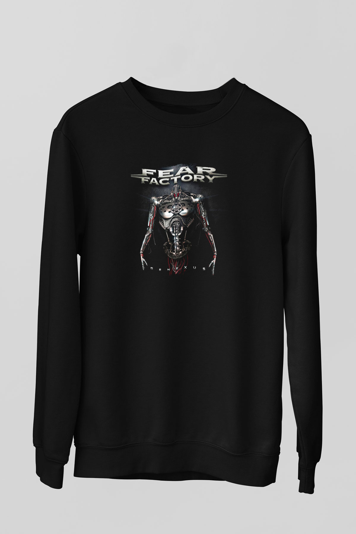 Fear Factory Baskılı Unisex Siyah Sweatshirt