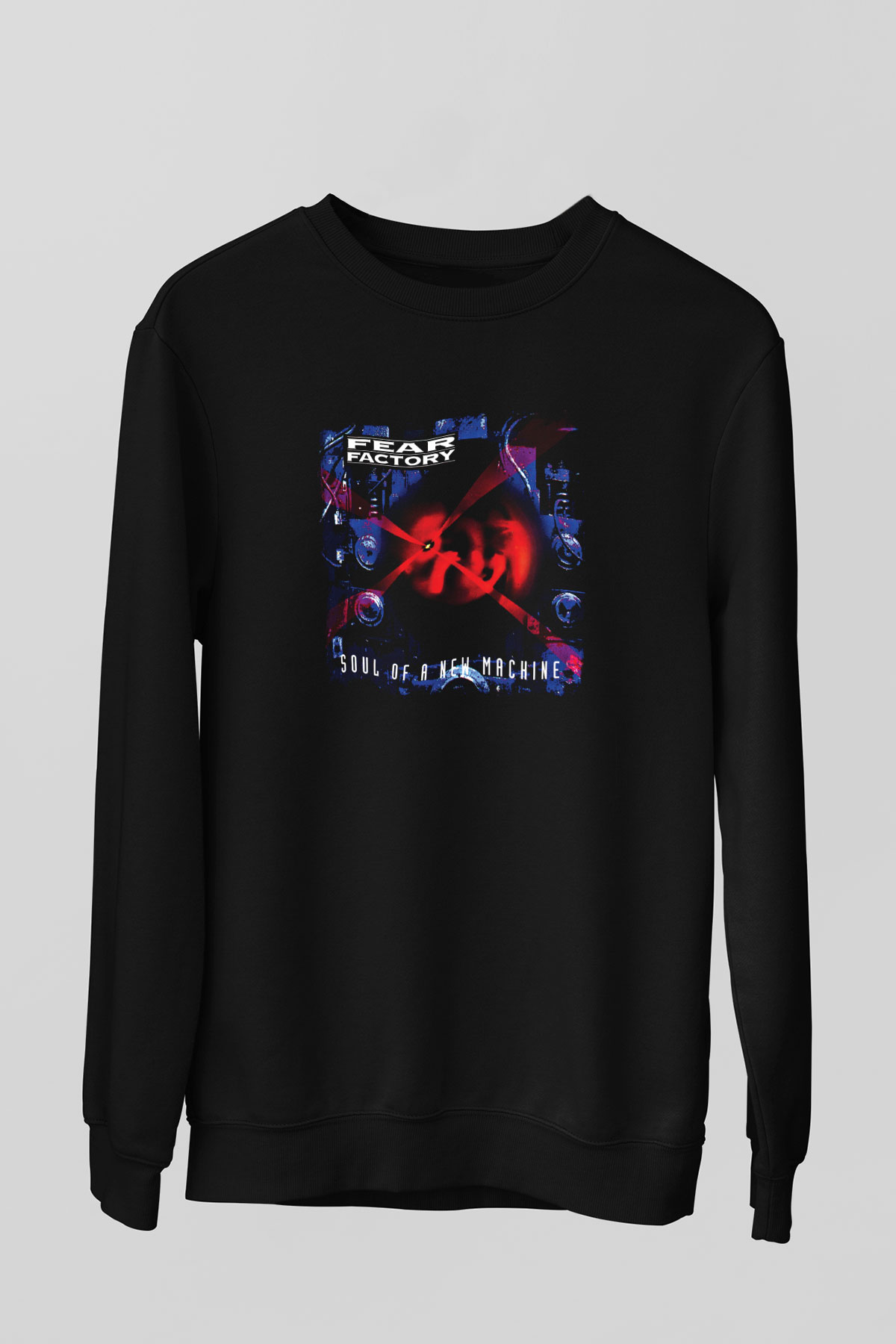 Fear Factory Baskılı Unisex Siyah Sweatshirt