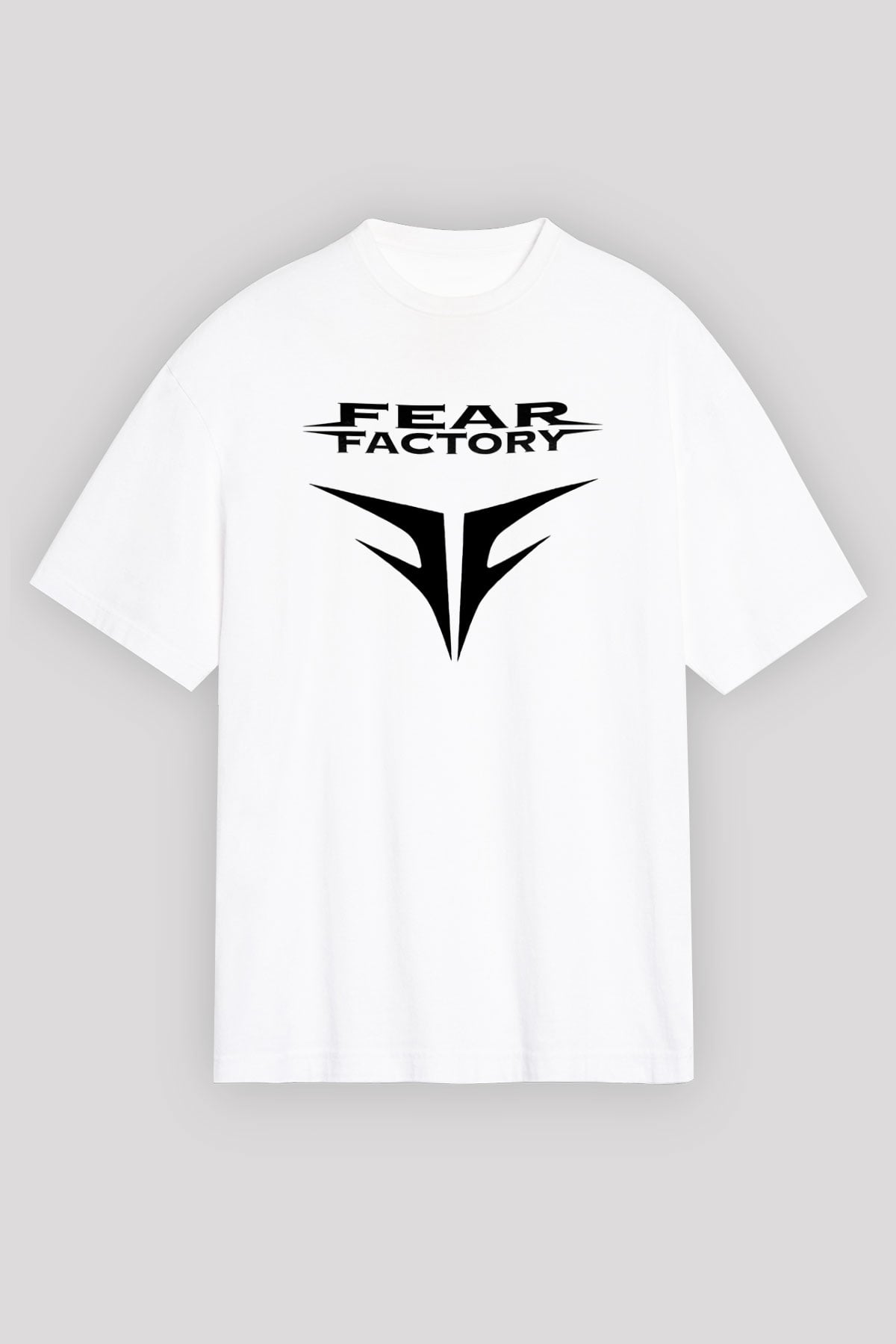 Fear Factory Beyaz Unisex Oversize Tişört T-Shirt