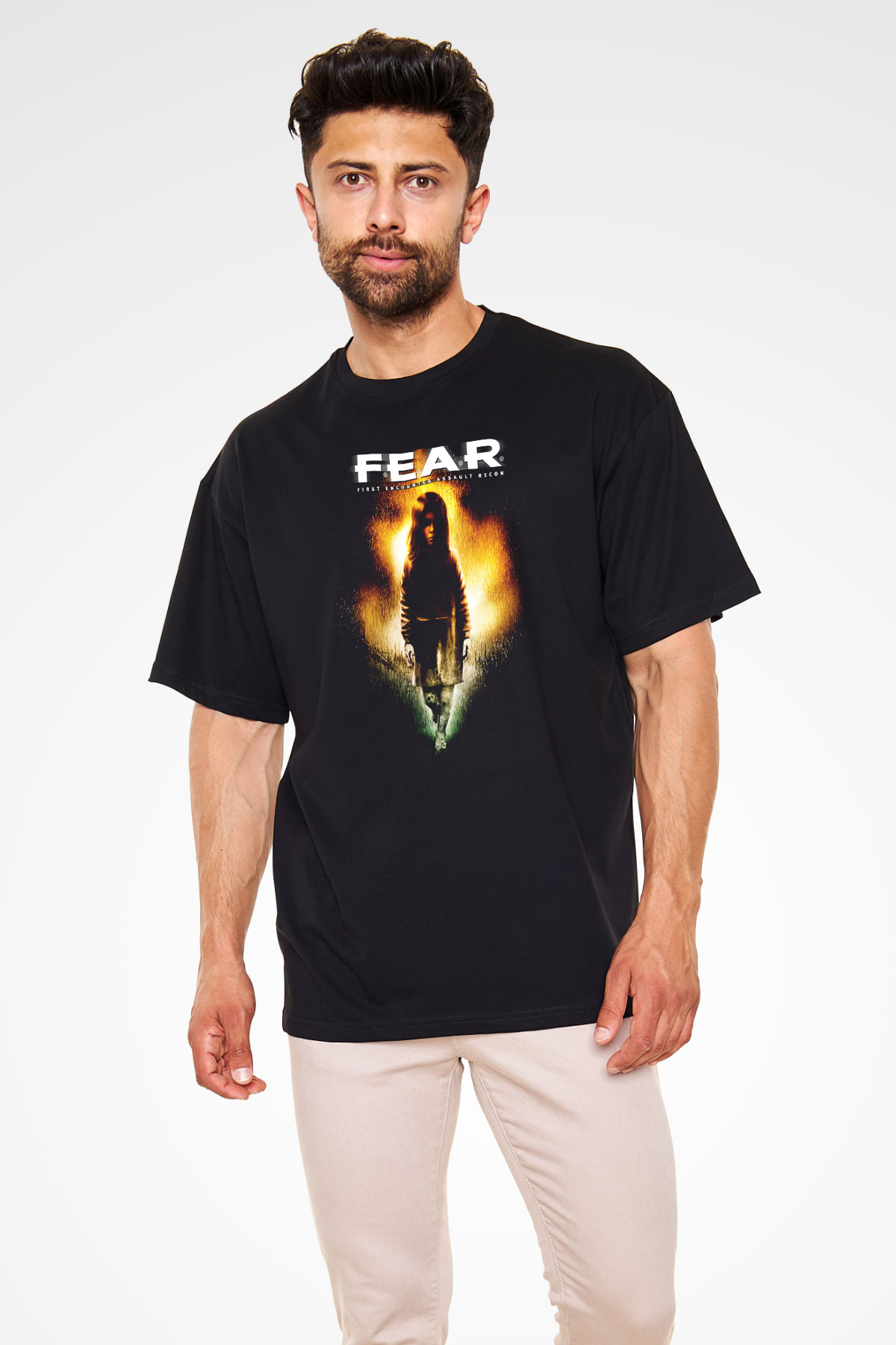 Fear Siyah Unisex Oversize Tişört T-Shirt
