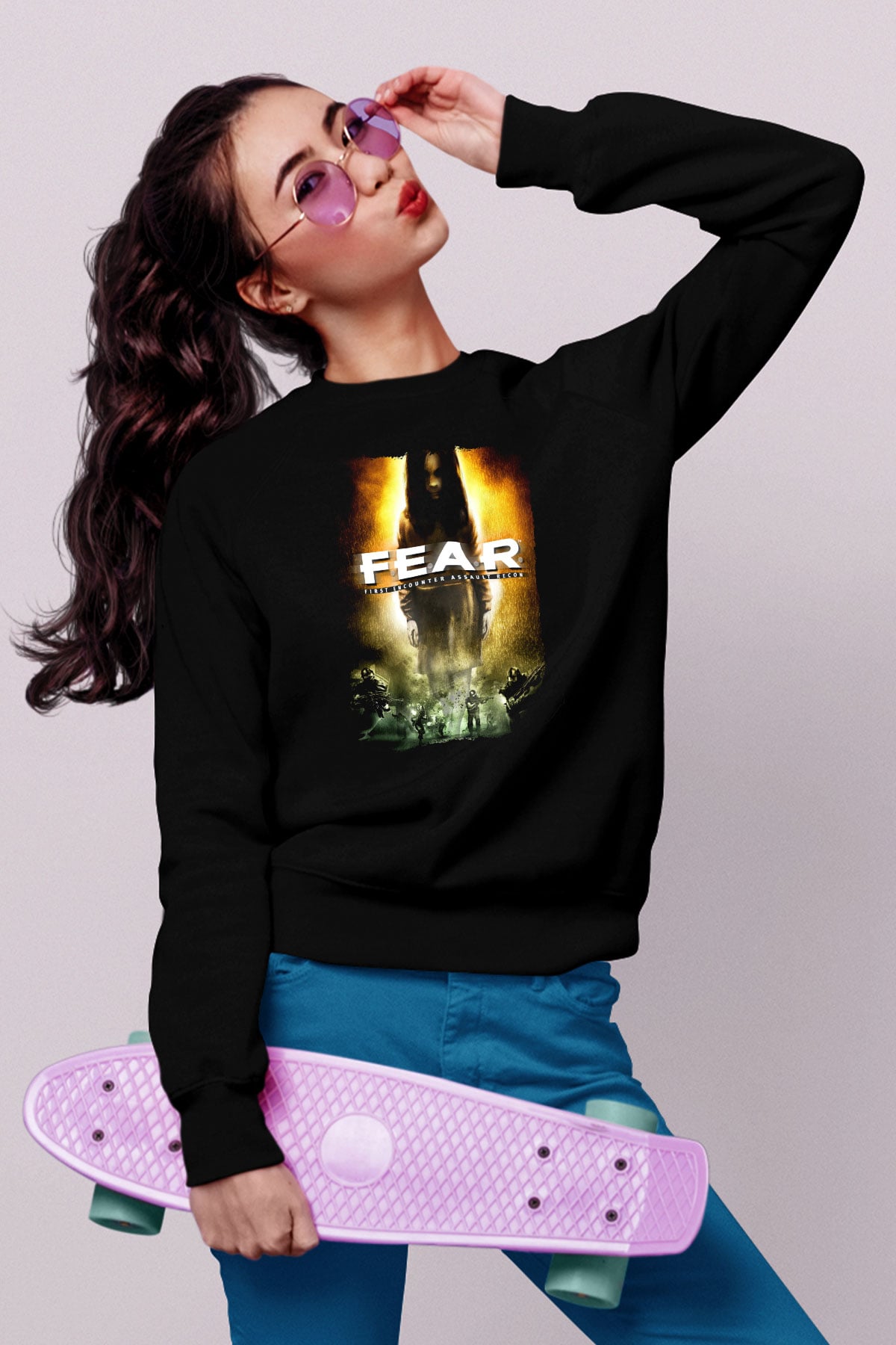 Fear Siyah Unisex Sweatshirt