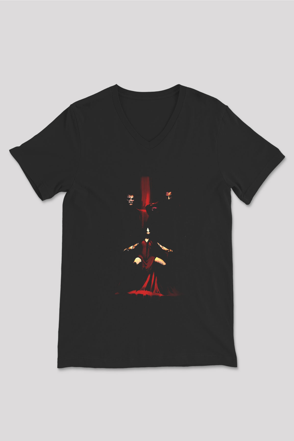 Fear Siyah Unisex V Yaka Tişört T-Shirt