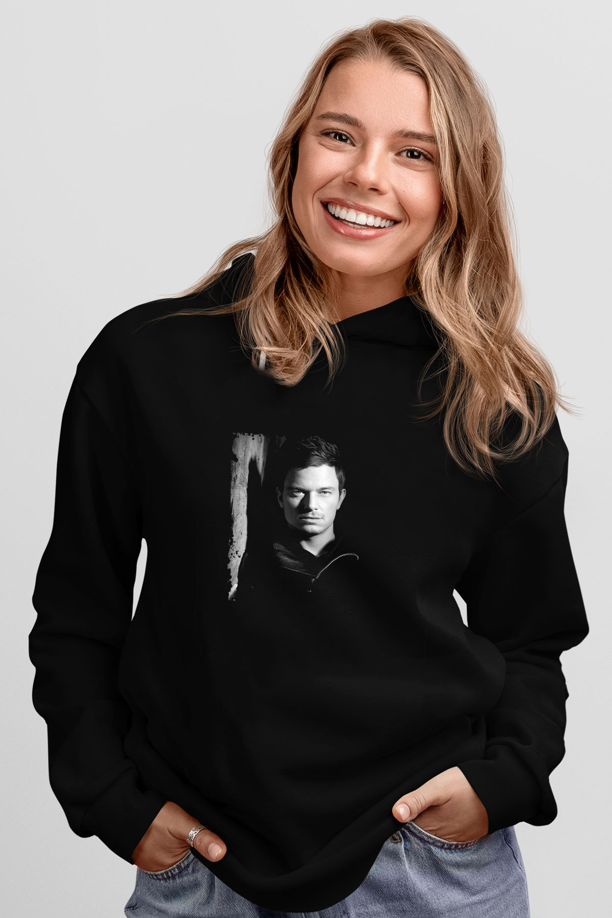 Fedde Le Grand Baskılı Unisex Siyah Hoodie