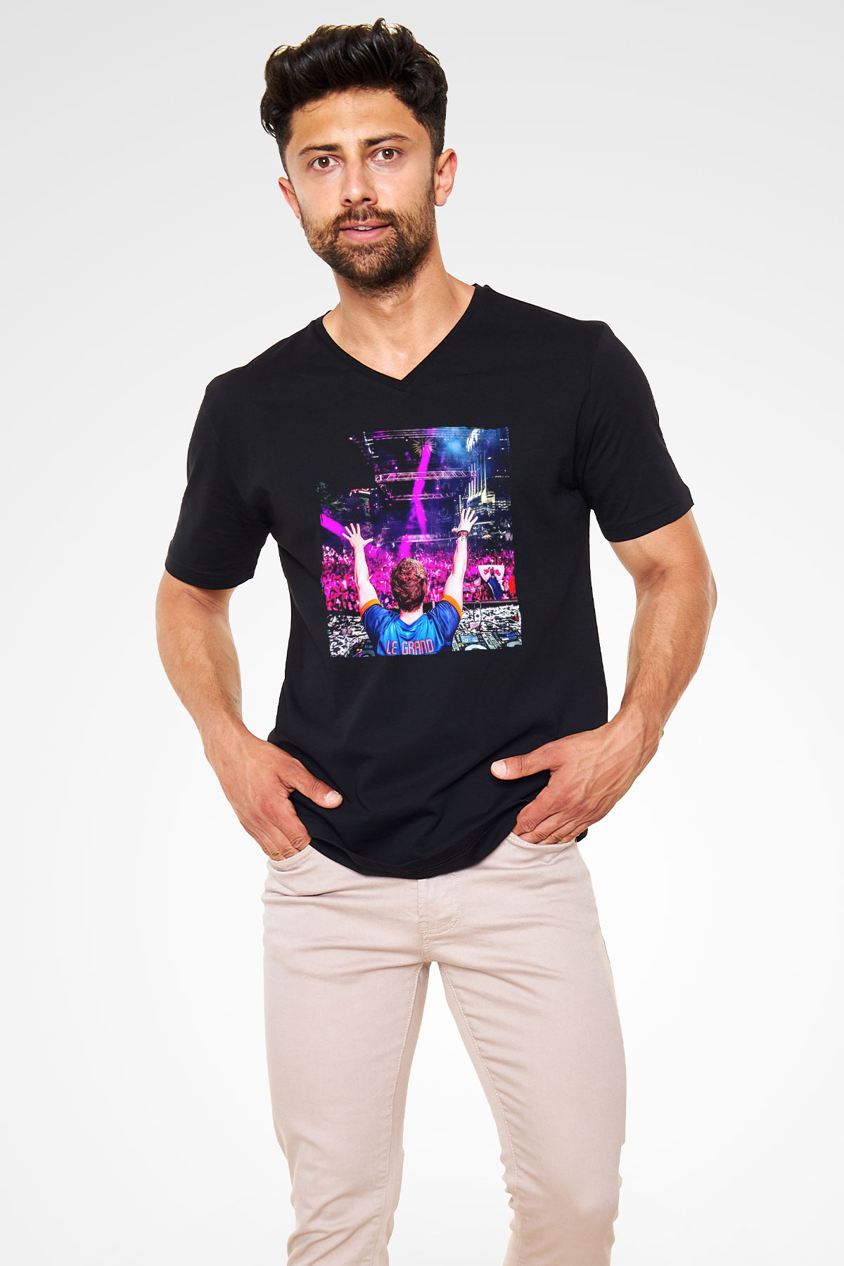 Fedde Le Grand Siyah Unisex V Yaka Tişört