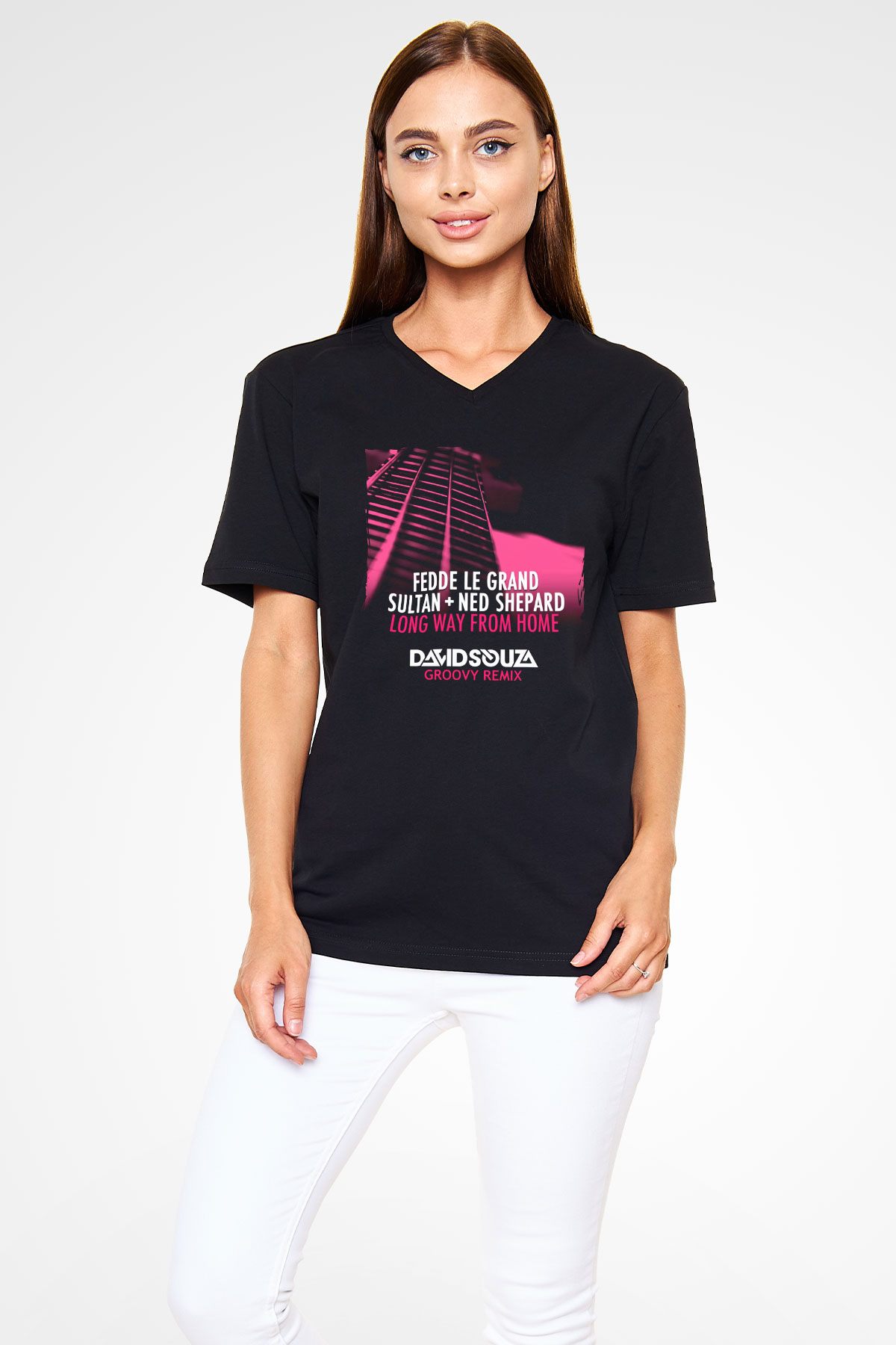 Fedde Le Grand Siyah Unisex V Yaka Tişört