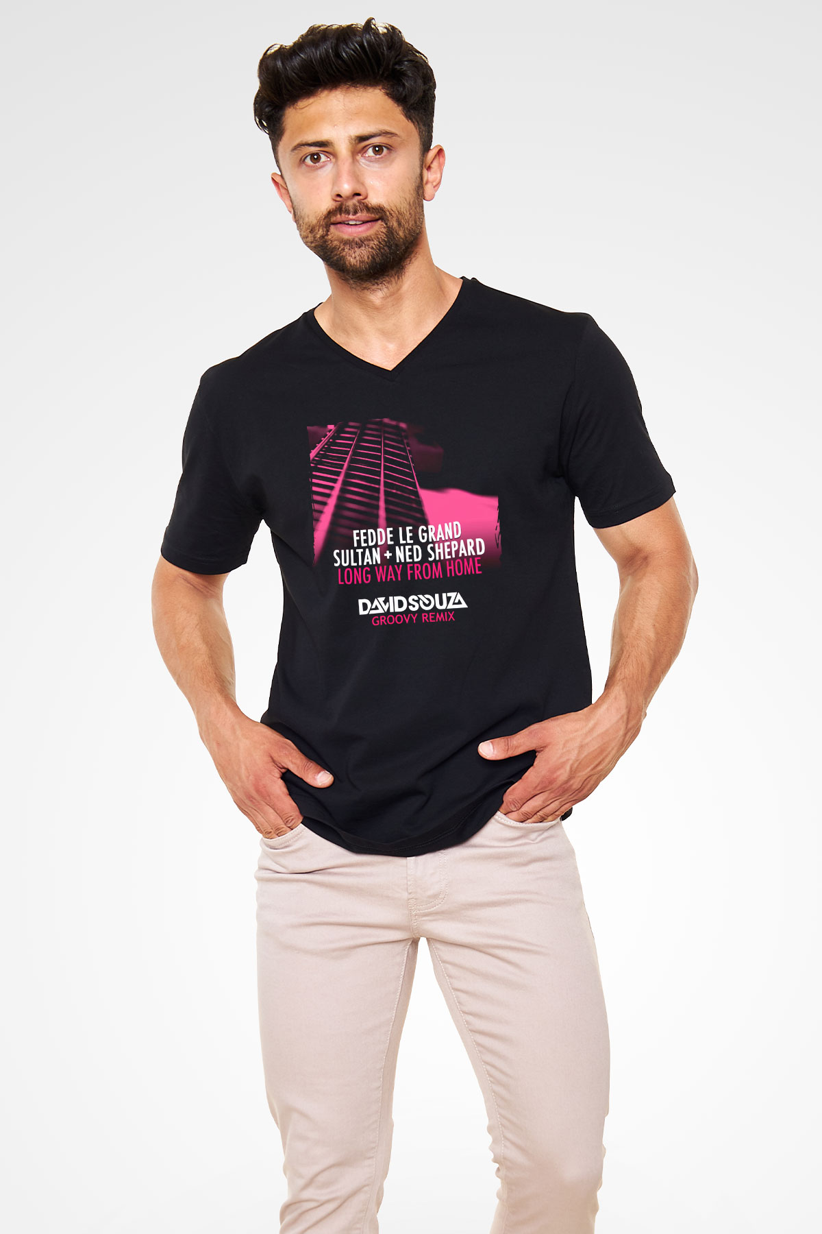 Fedde Le Grand Siyah Unisex V Yaka Tişört