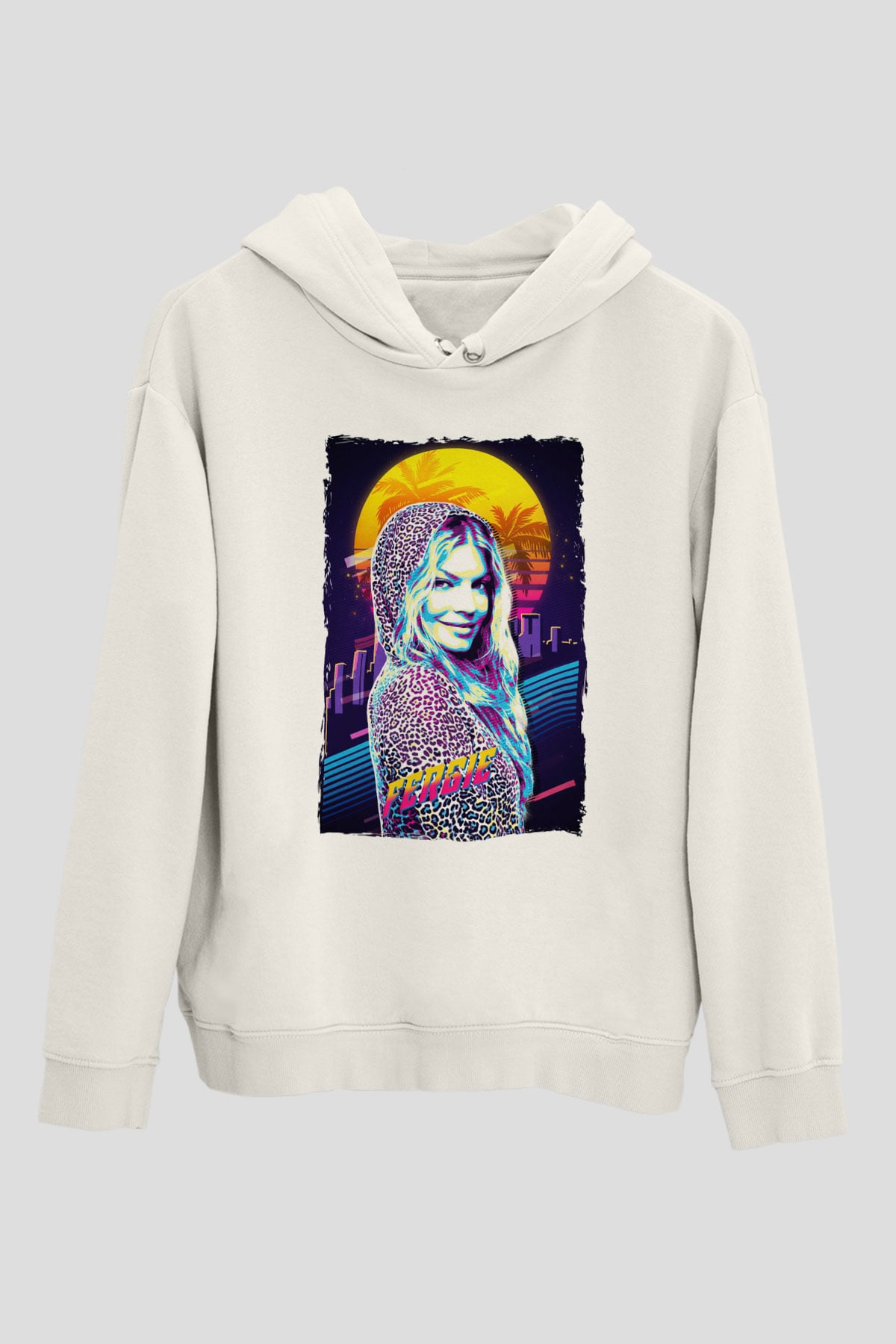 Fergie Beyaz Unisex Kapüşonlu Sweatshirt