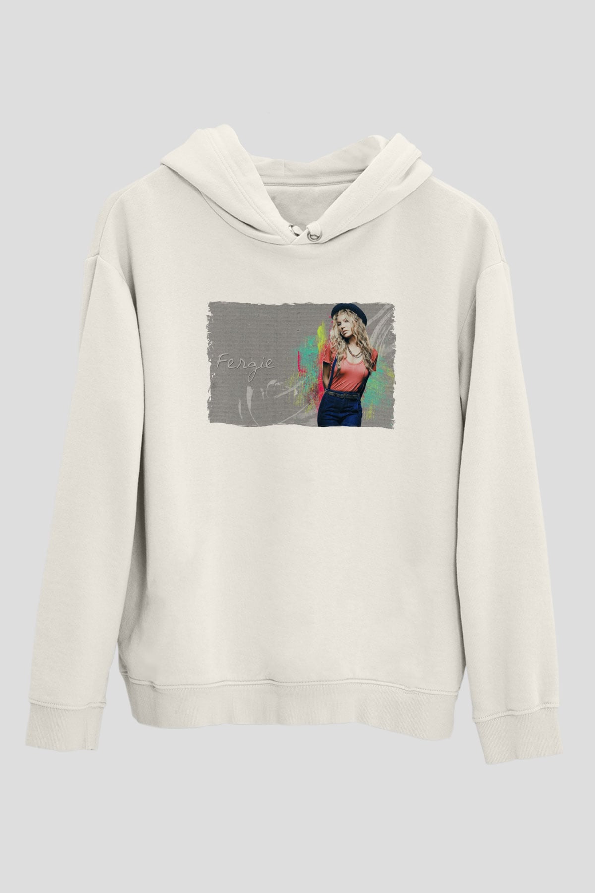 Fergie Beyaz Unisex Kapüşonlu Sweatshirt