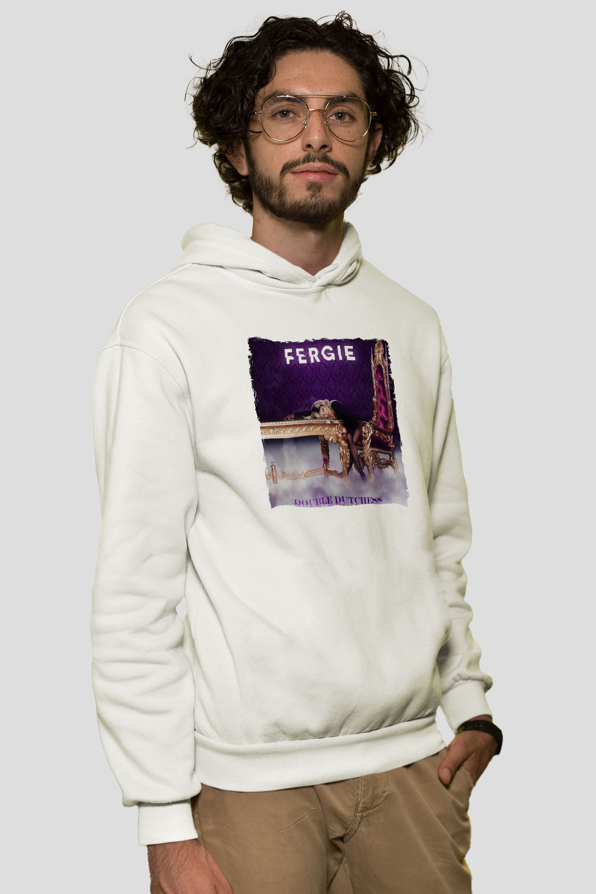 Fergie Beyaz Unisex Kapüşonlu Sweatshirt