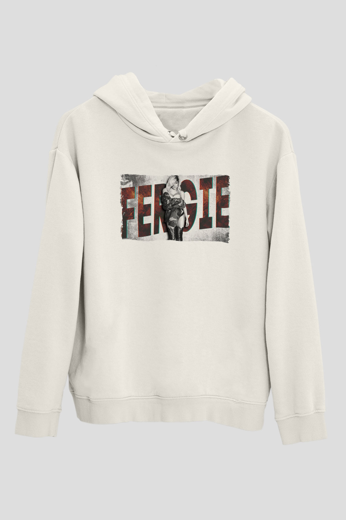Fergie Beyaz Unisex Kapüşonlu Sweatshirt